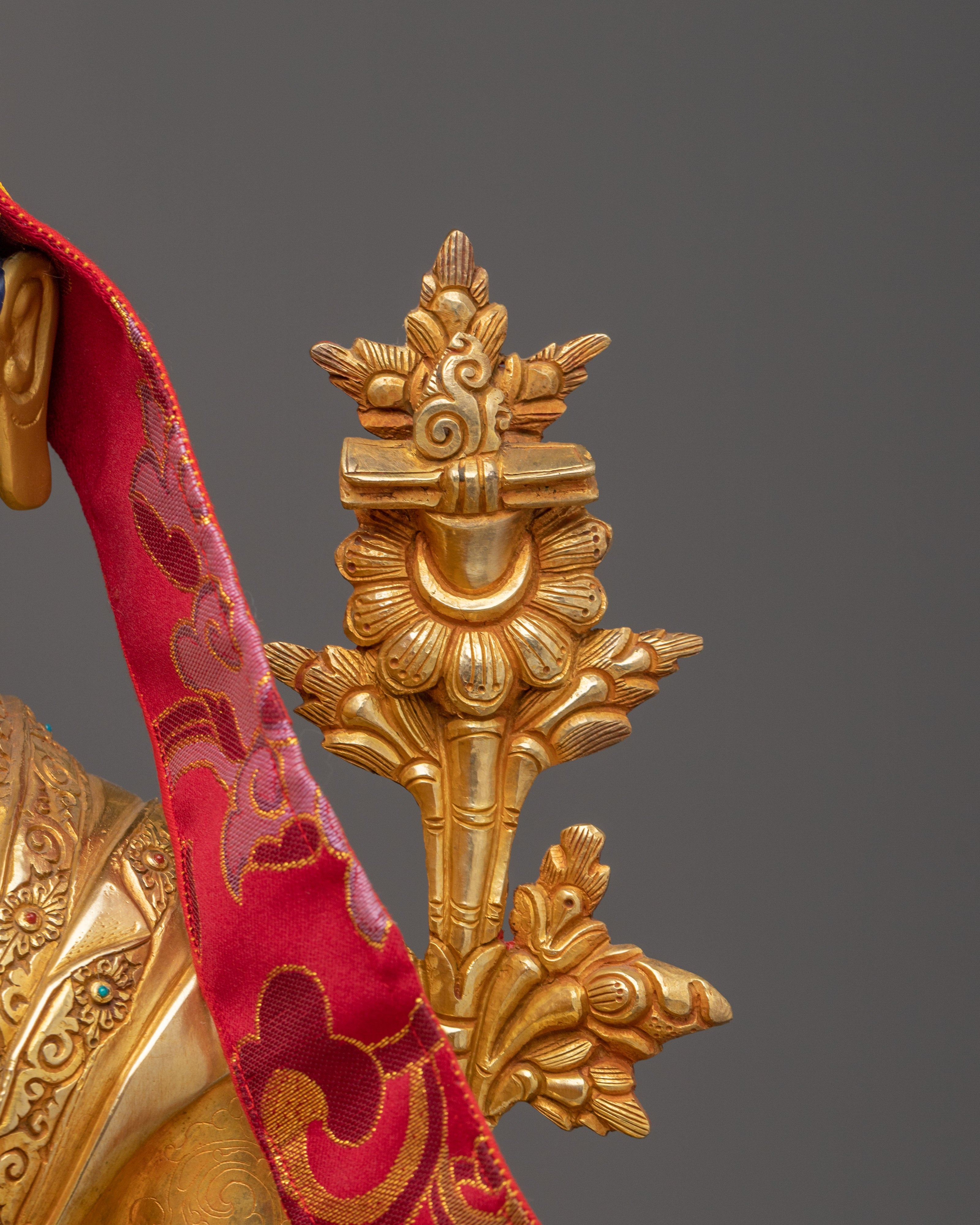 Buddhist Guru Tshongkhapa Statue | Golden Handmade Sculpture