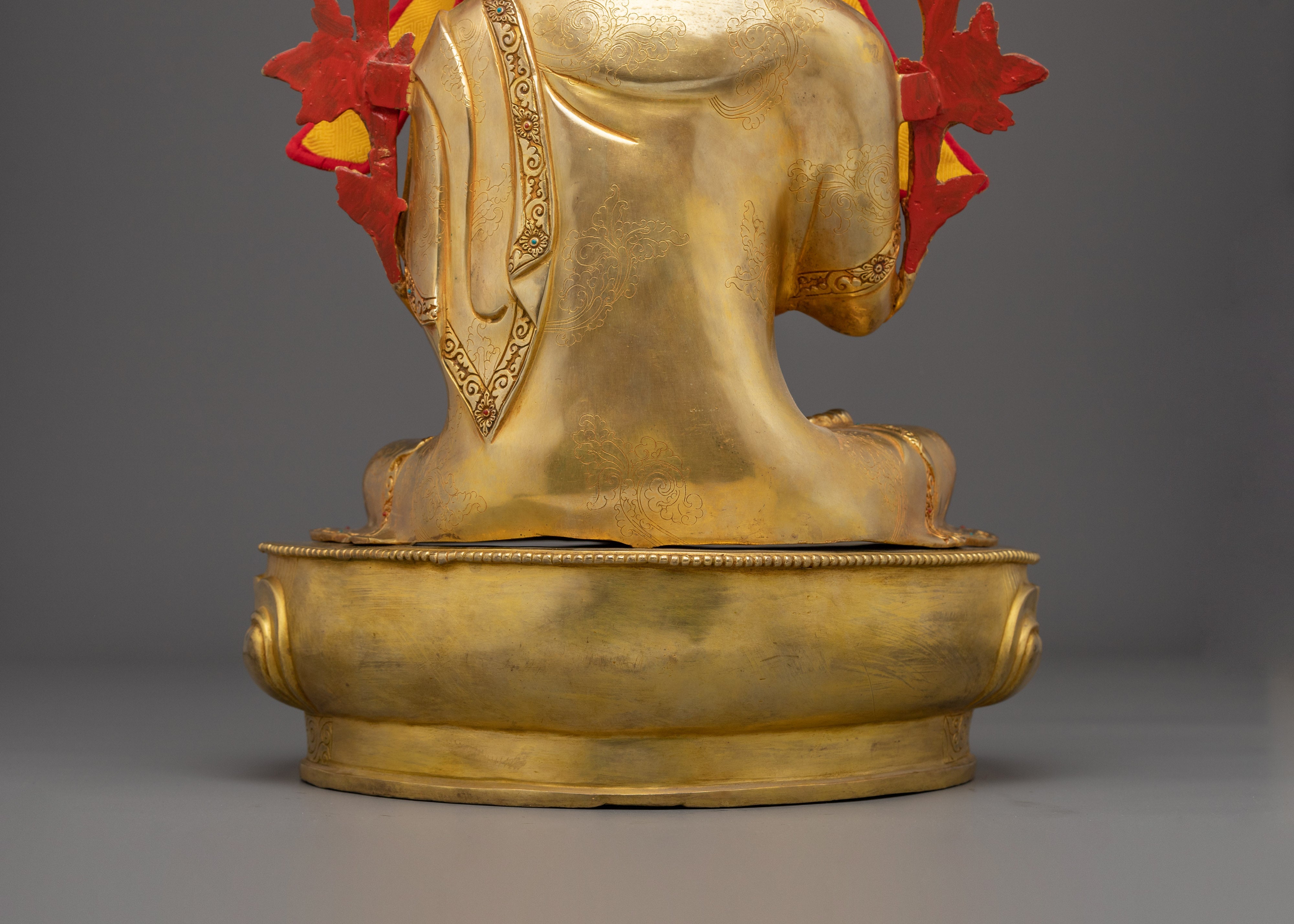 Buddhist Guru Tshongkhapa Statue | Golden Handmade Sculpture