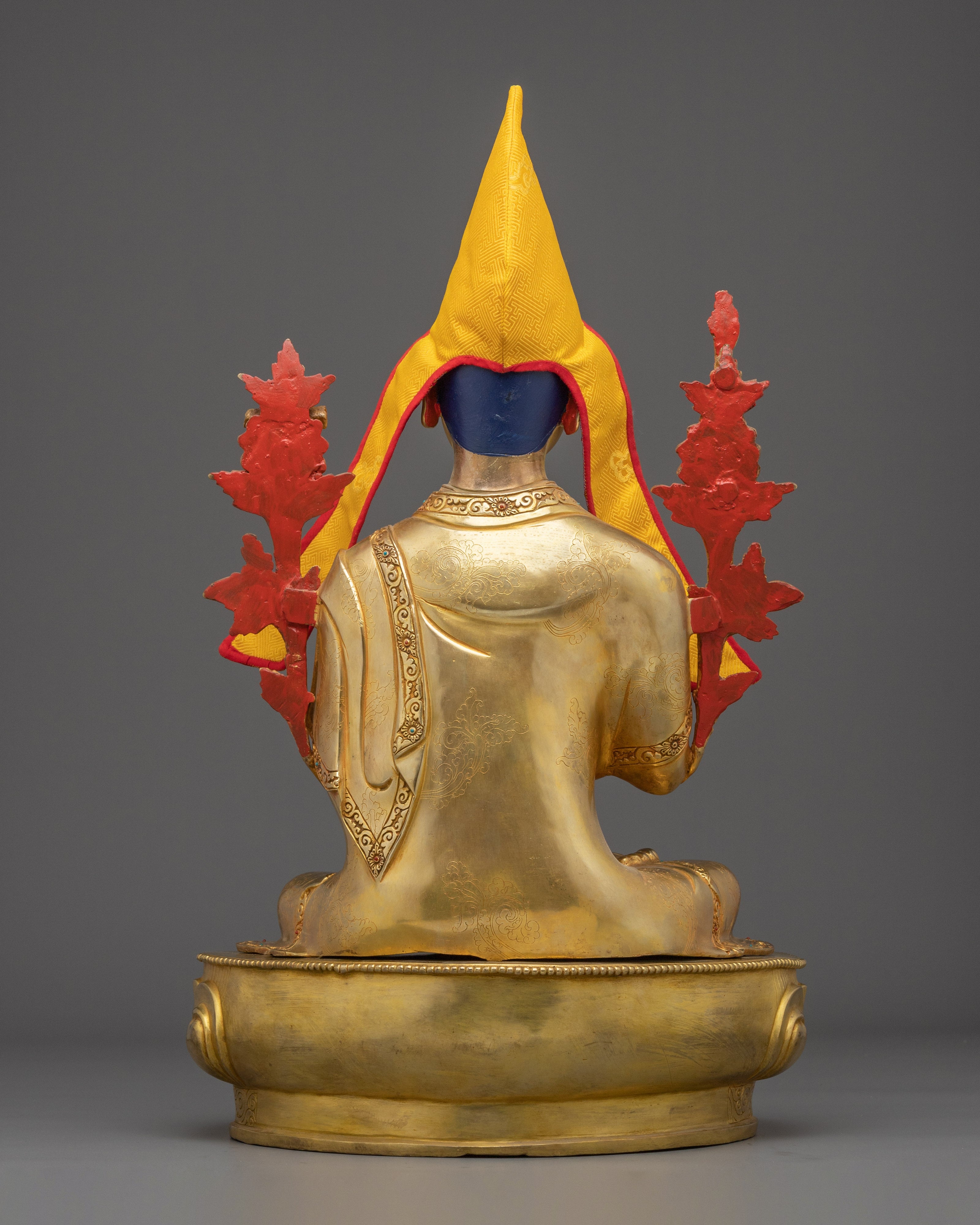 Buddhist Guru Tshongkhapa Statue | Golden Handmade Sculpture