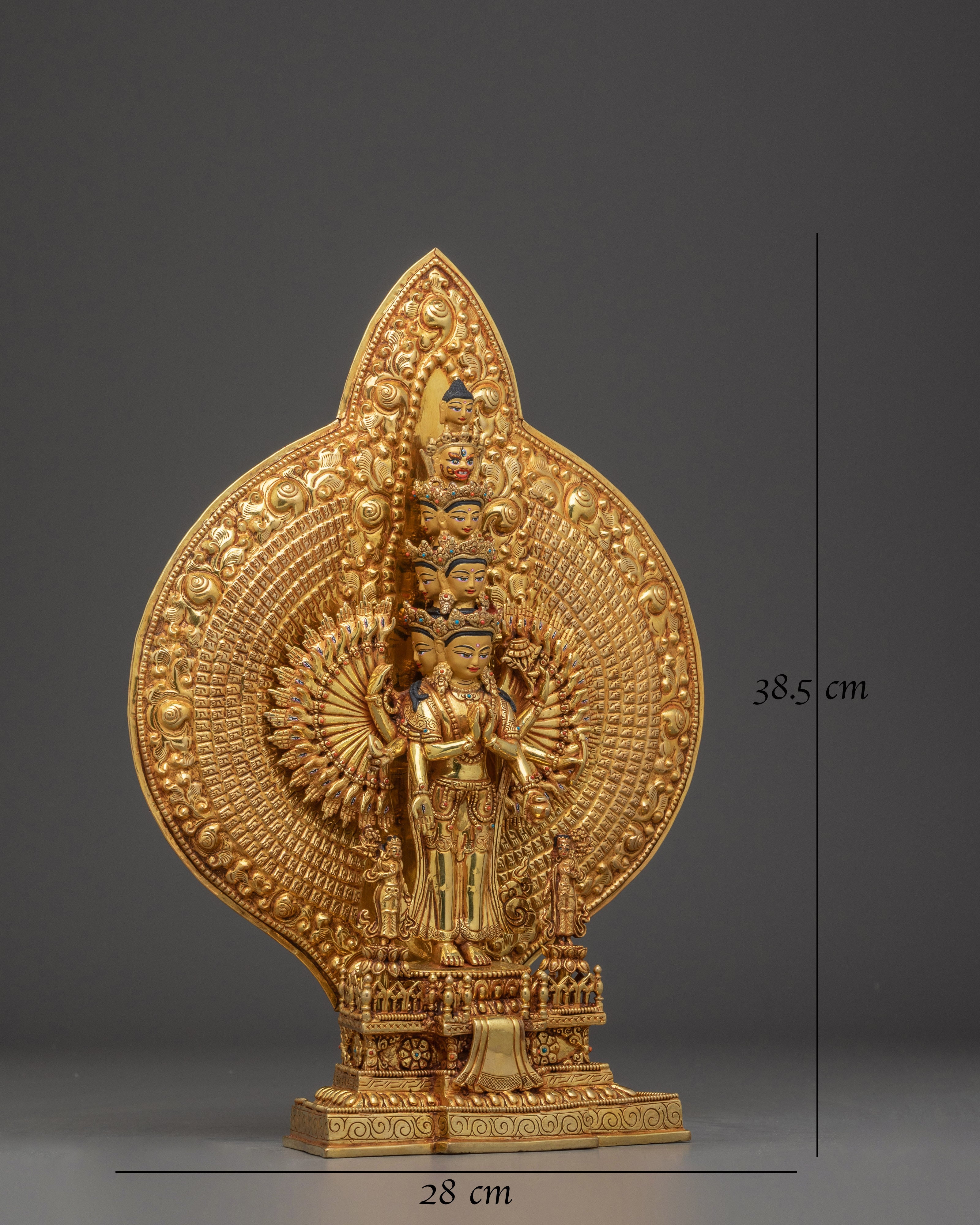 Handmade 1000 Armed Chenrezig Statue: Compassionate Bodhisattva 