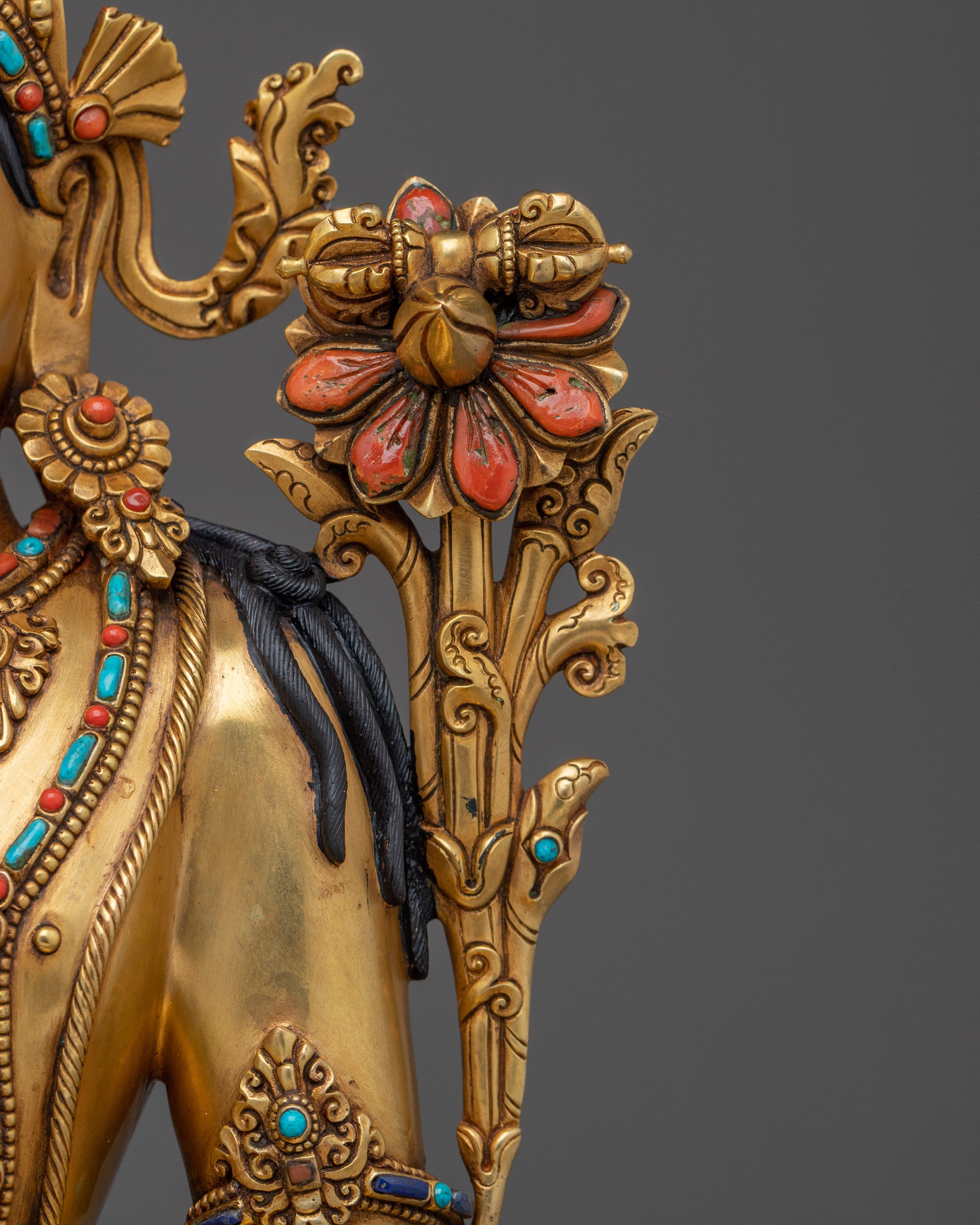 Himalayan Indra Statue | Nepali Gold Gilded Artwork
