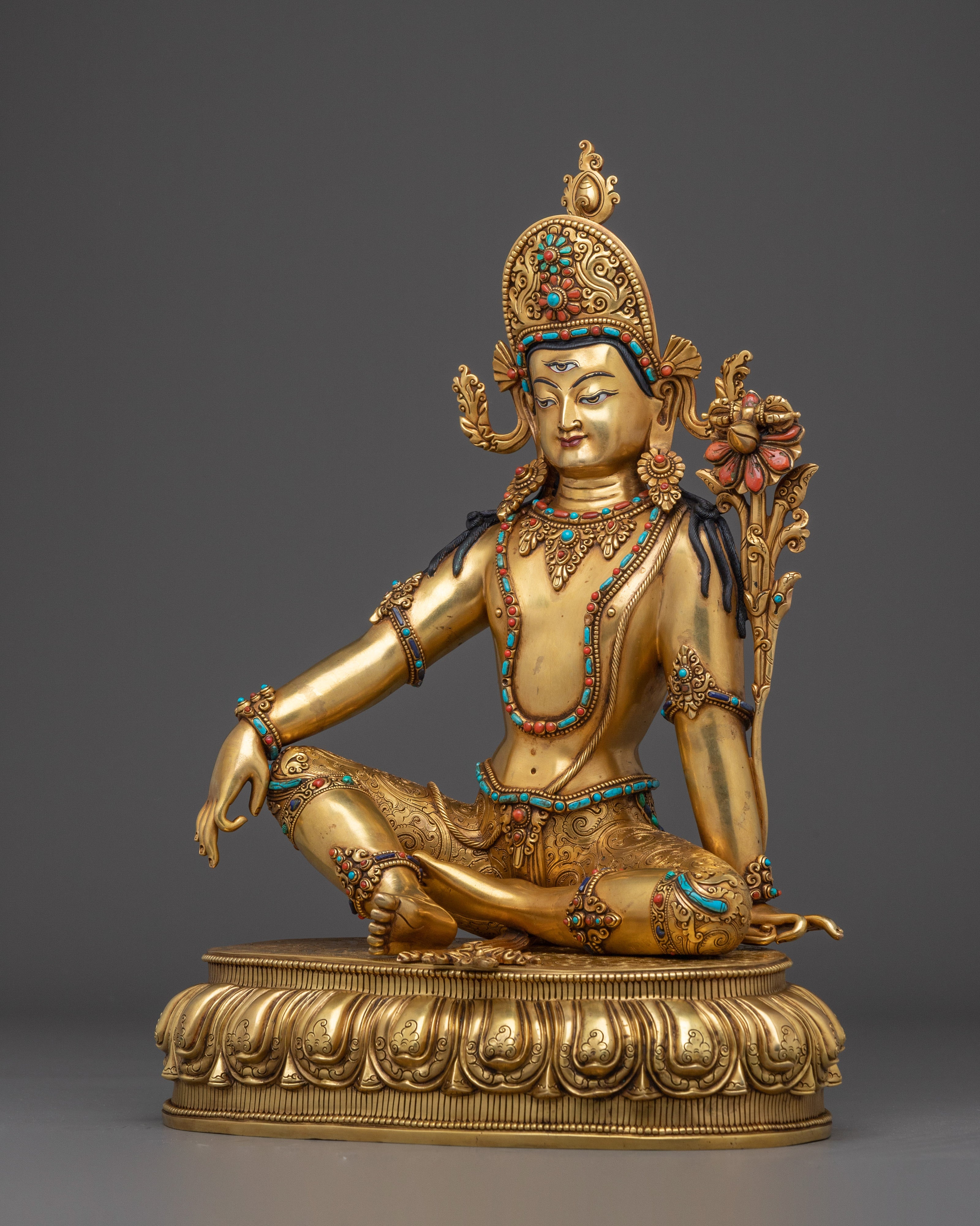 Himalayan Indra Statue | Nepali Gold Gilded Artwork