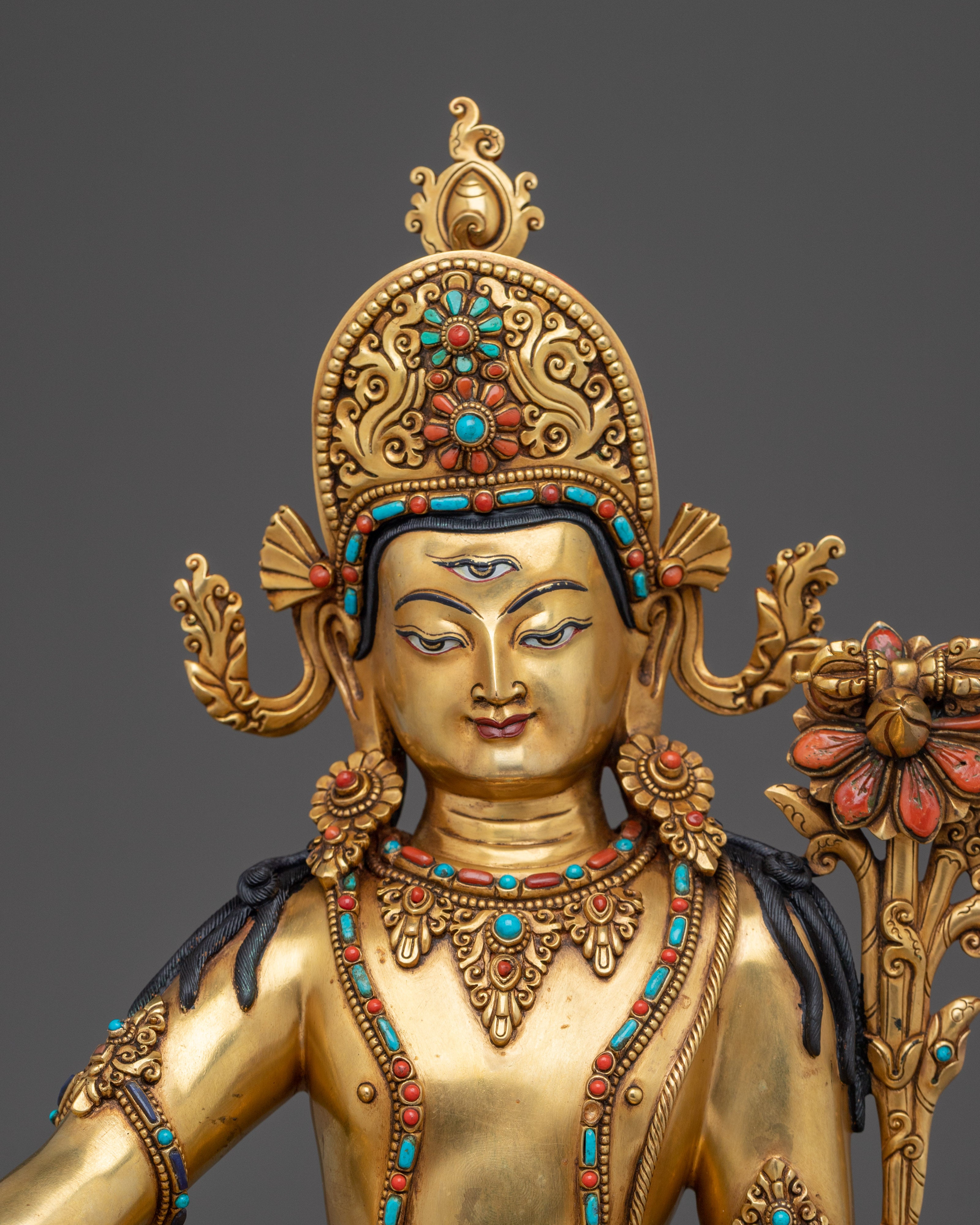 Himalayan Indra Statue | Nepali Gold Gilded Artwork