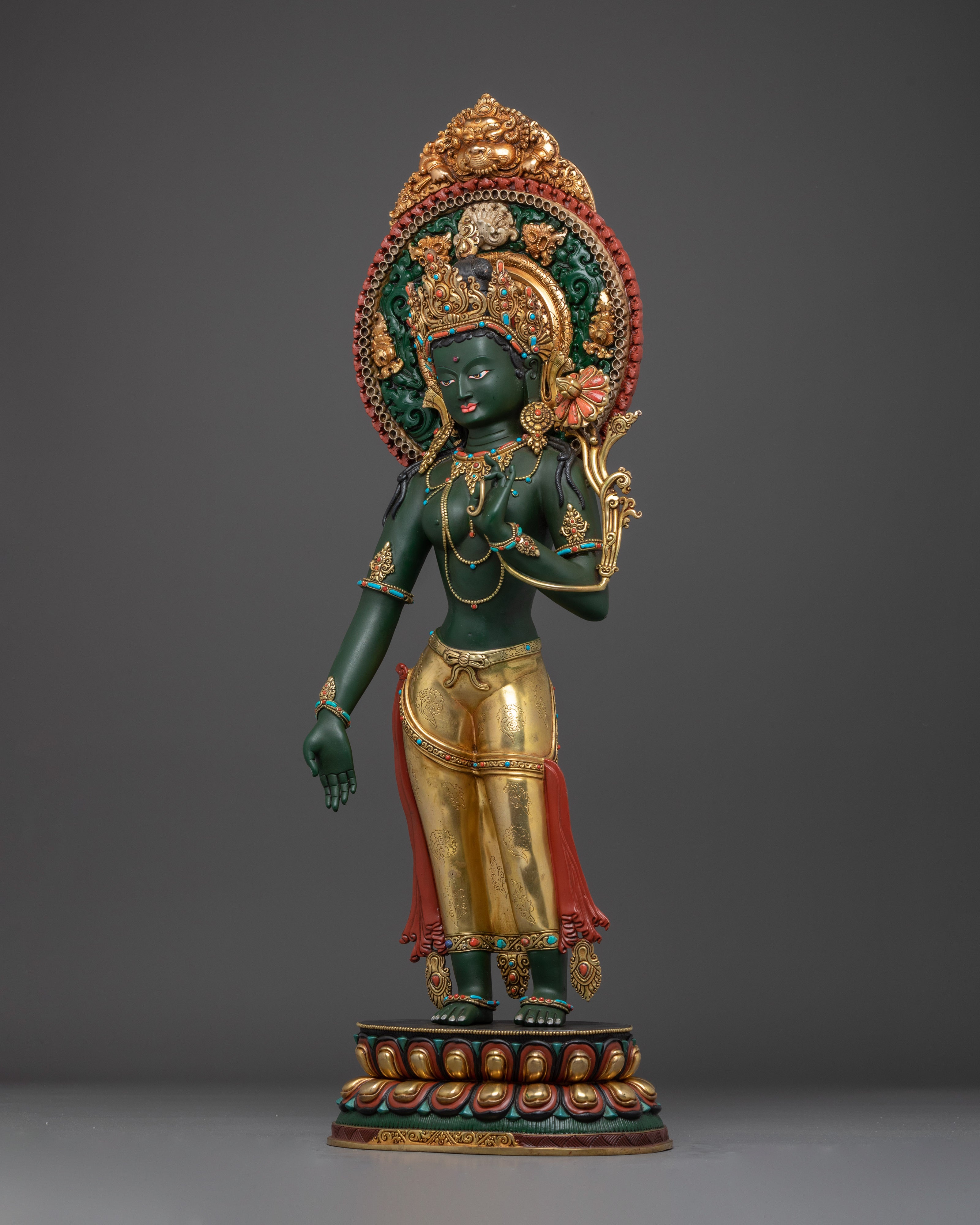 Green Tara, Lotus Light of Courage | Nepali Crafted Icon