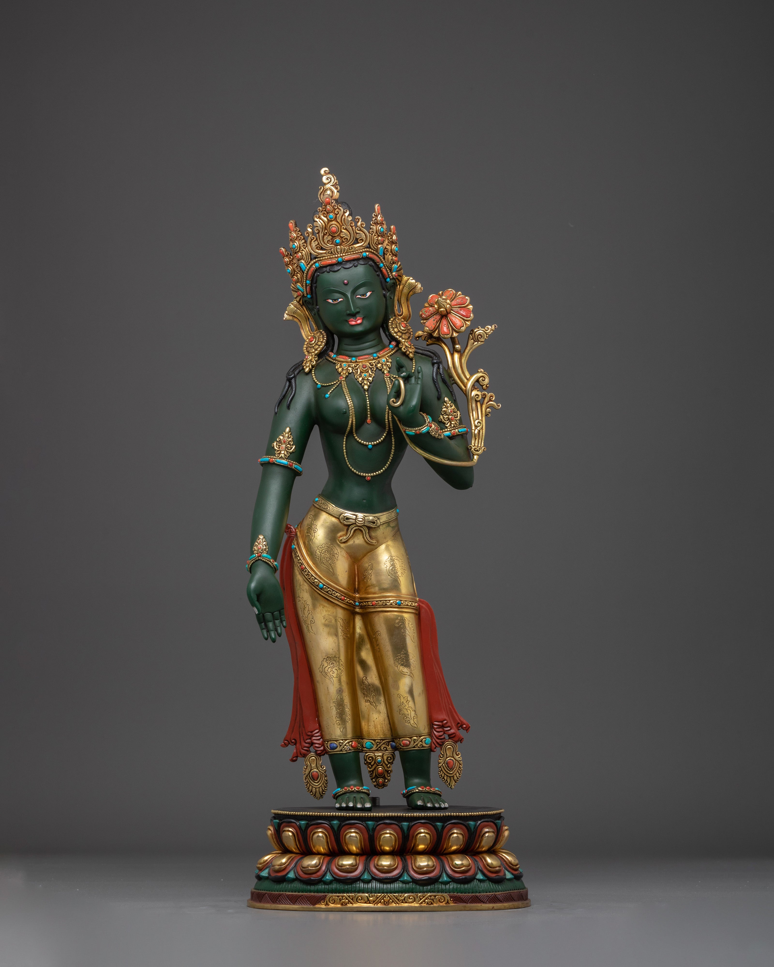 Green Tara, Lotus Light of Courage | Nepali Crafted Icon