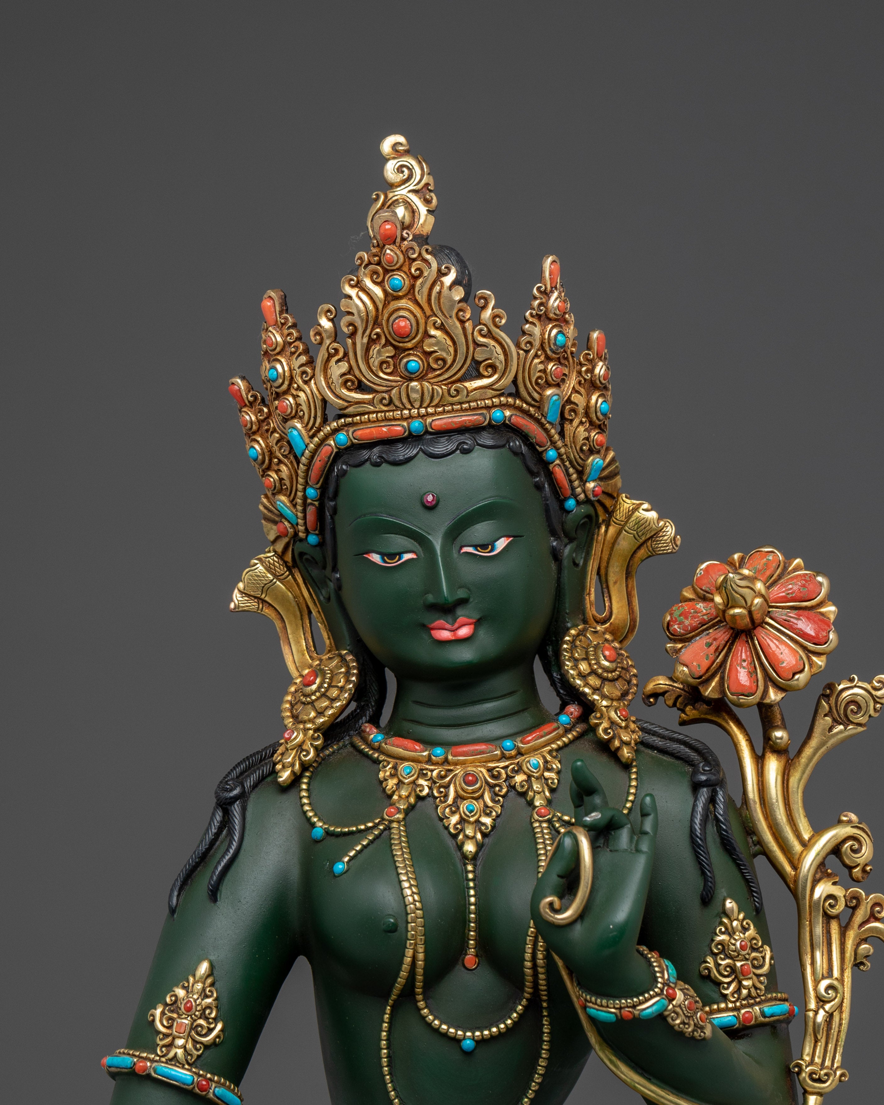 Green Tara, Lotus Light of Courage | Nepali Crafted Icon