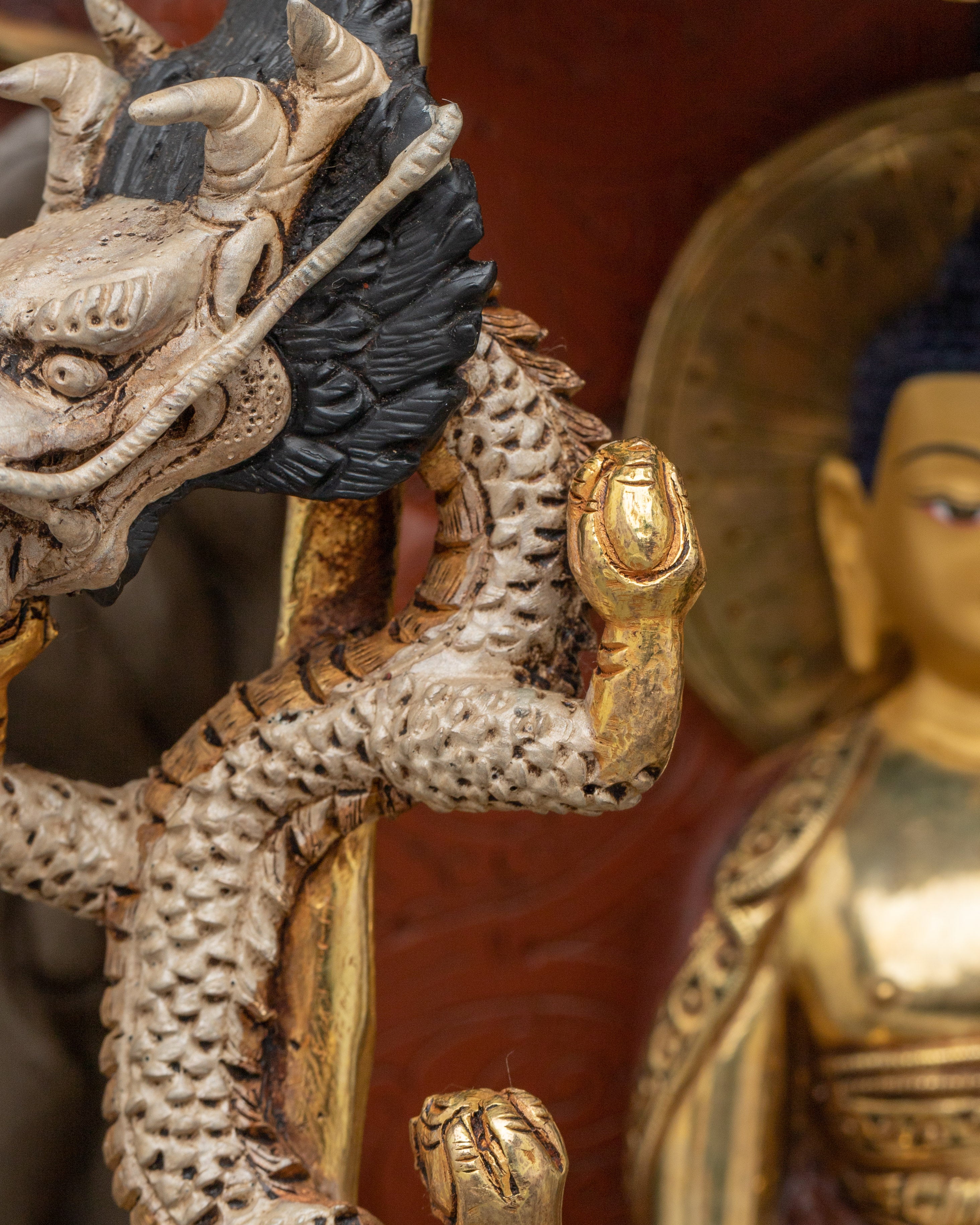 Himalayan Medicine Buddha Statue | Nepali Handcrafted Gold Icon