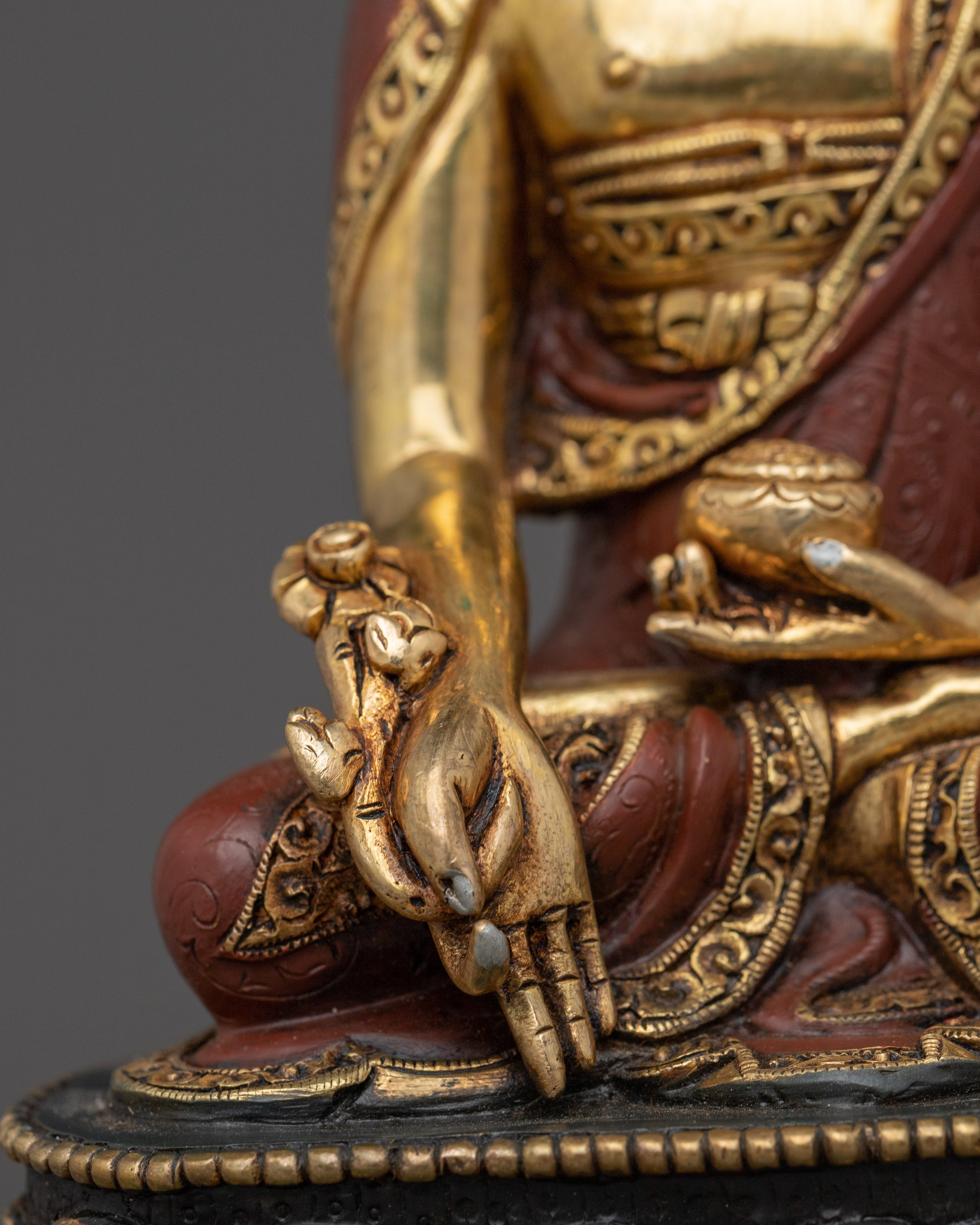 Himalayan Medicine Buddha Statue | Nepali Handcrafted Gold Icon