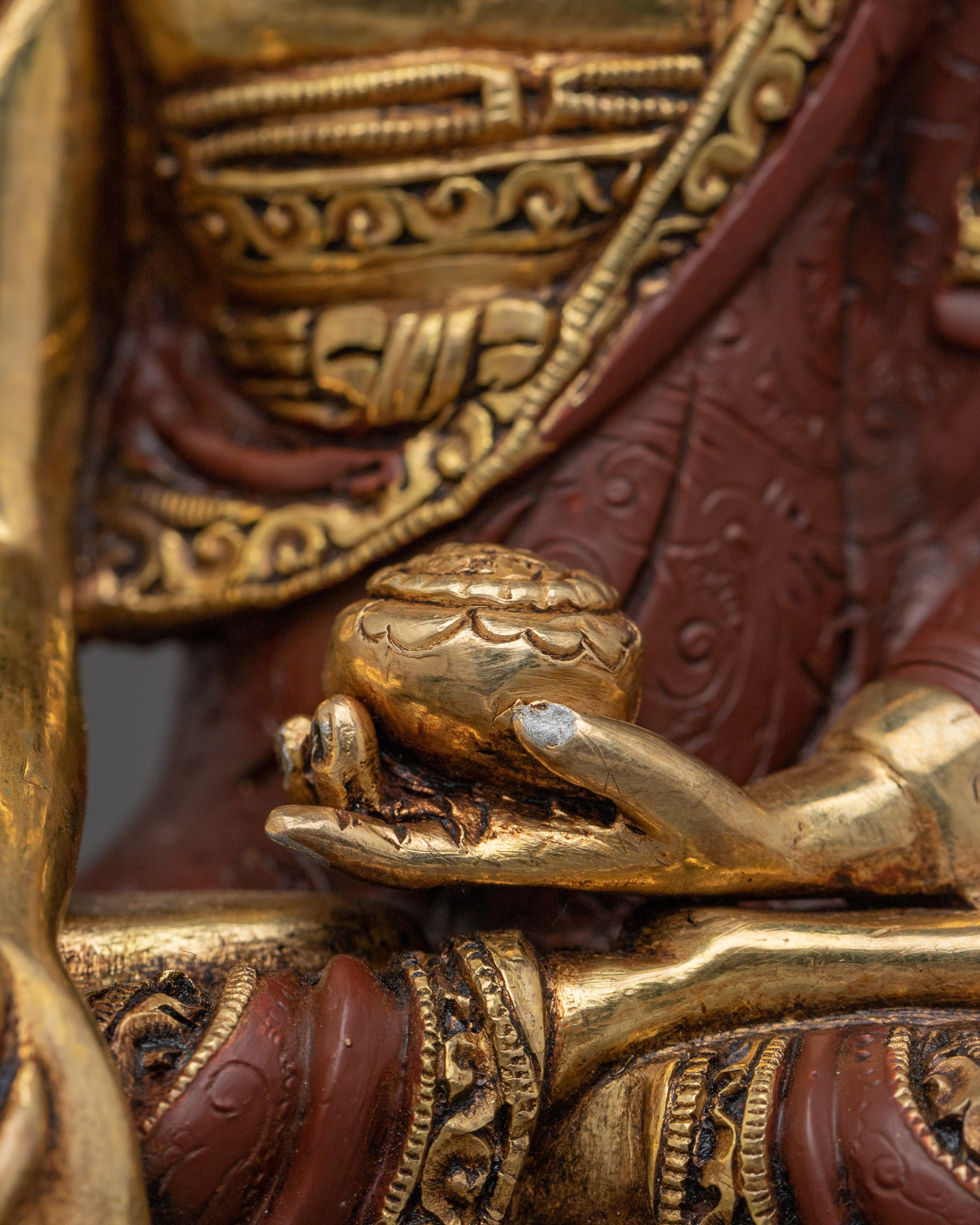 Himalayan Medicine Buddha Statue | Nepali Handcrafted Gold Icon