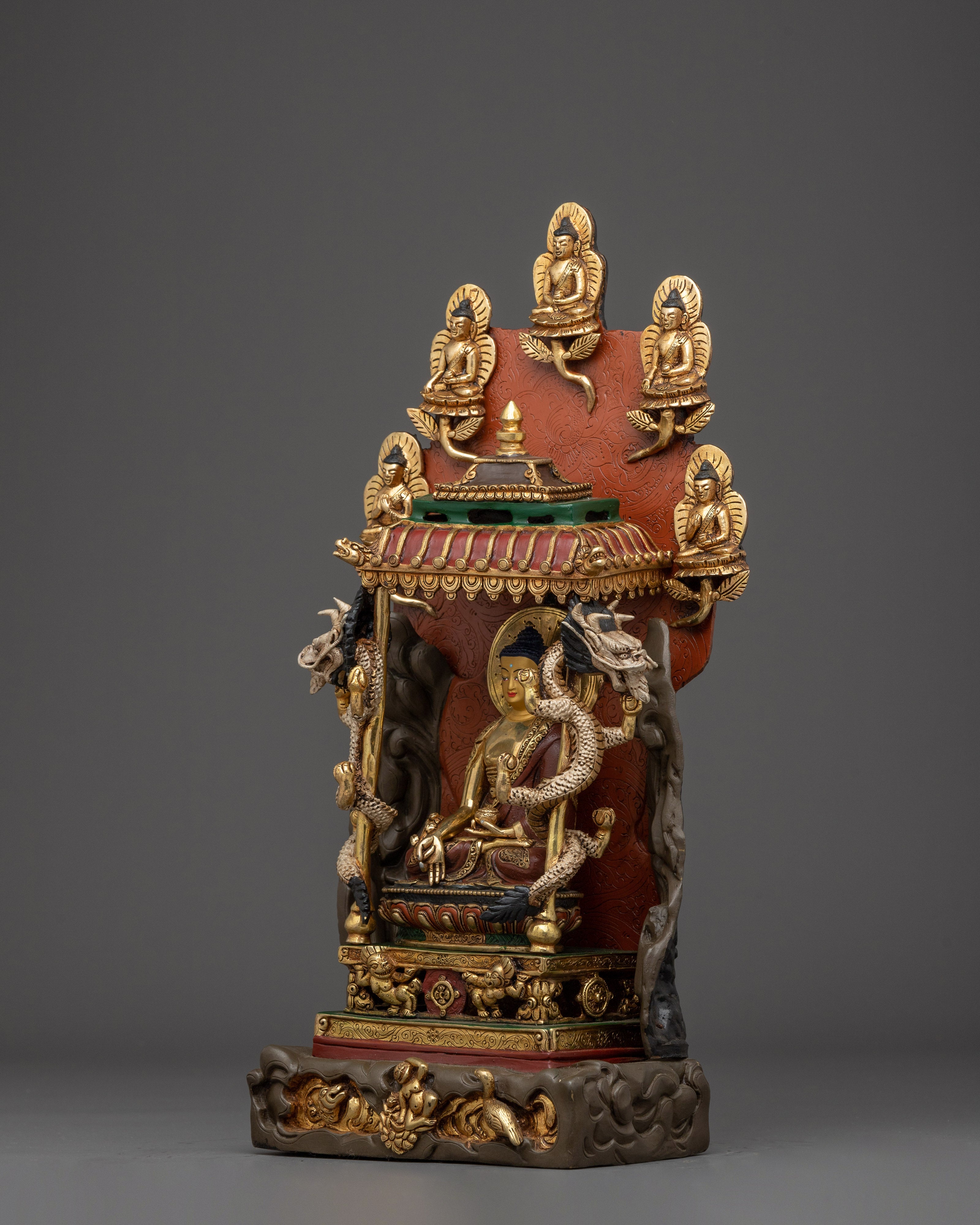 Himalayan Medicine Buddha Statue | Nepali Handcrafted Gold Icon