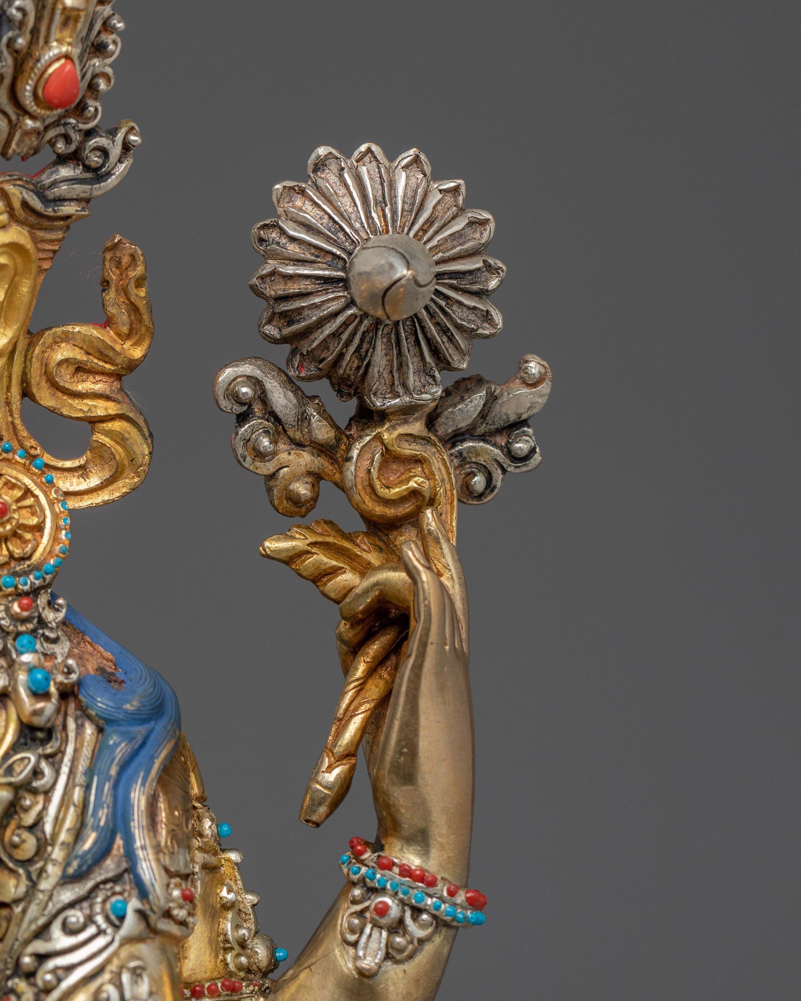 Golden Chenrezig Copper Artwork | Meditation and Spiritual Decor