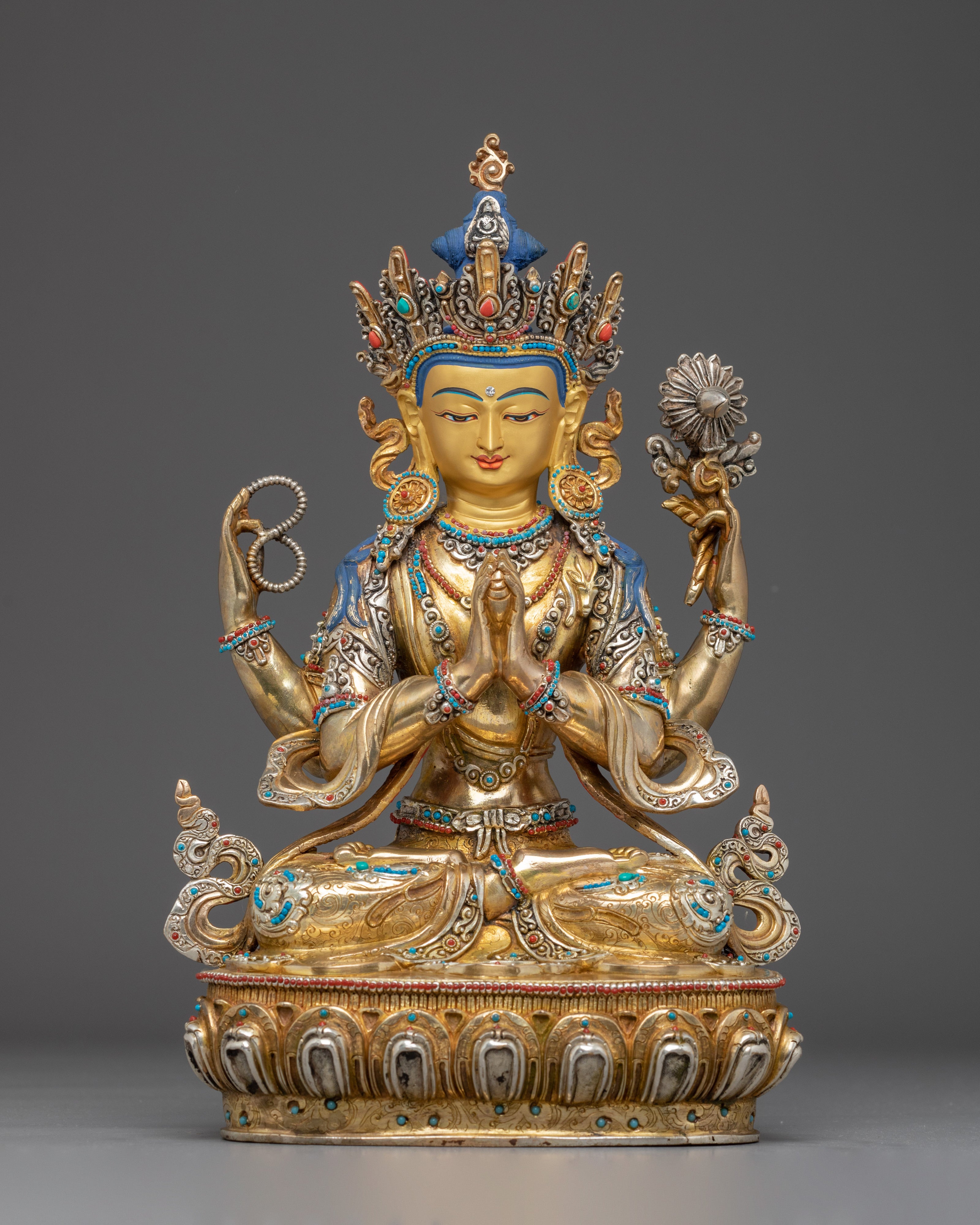 Golden Chenrezig Copper Artwork