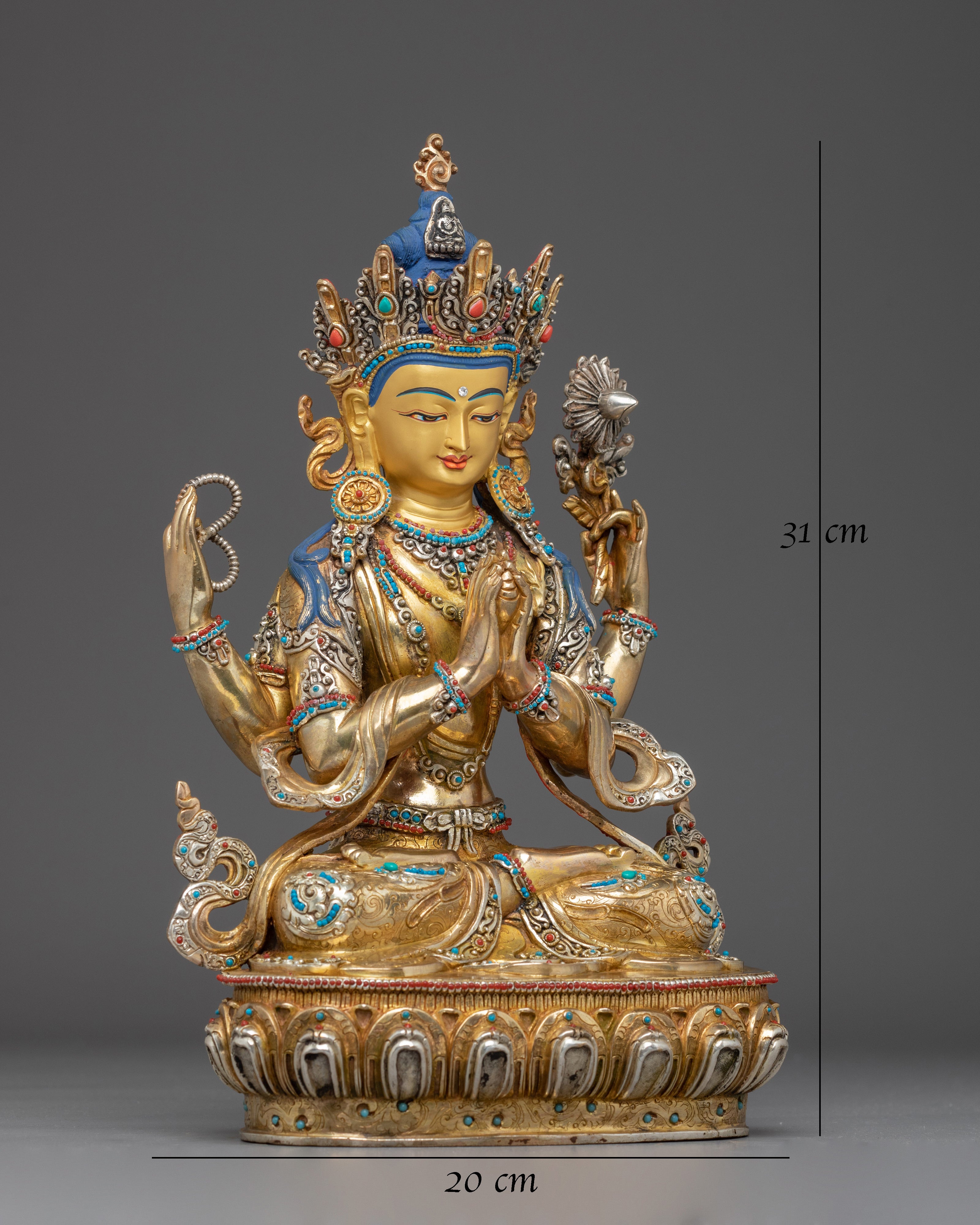 Golden Chenrezig Copper Artwork