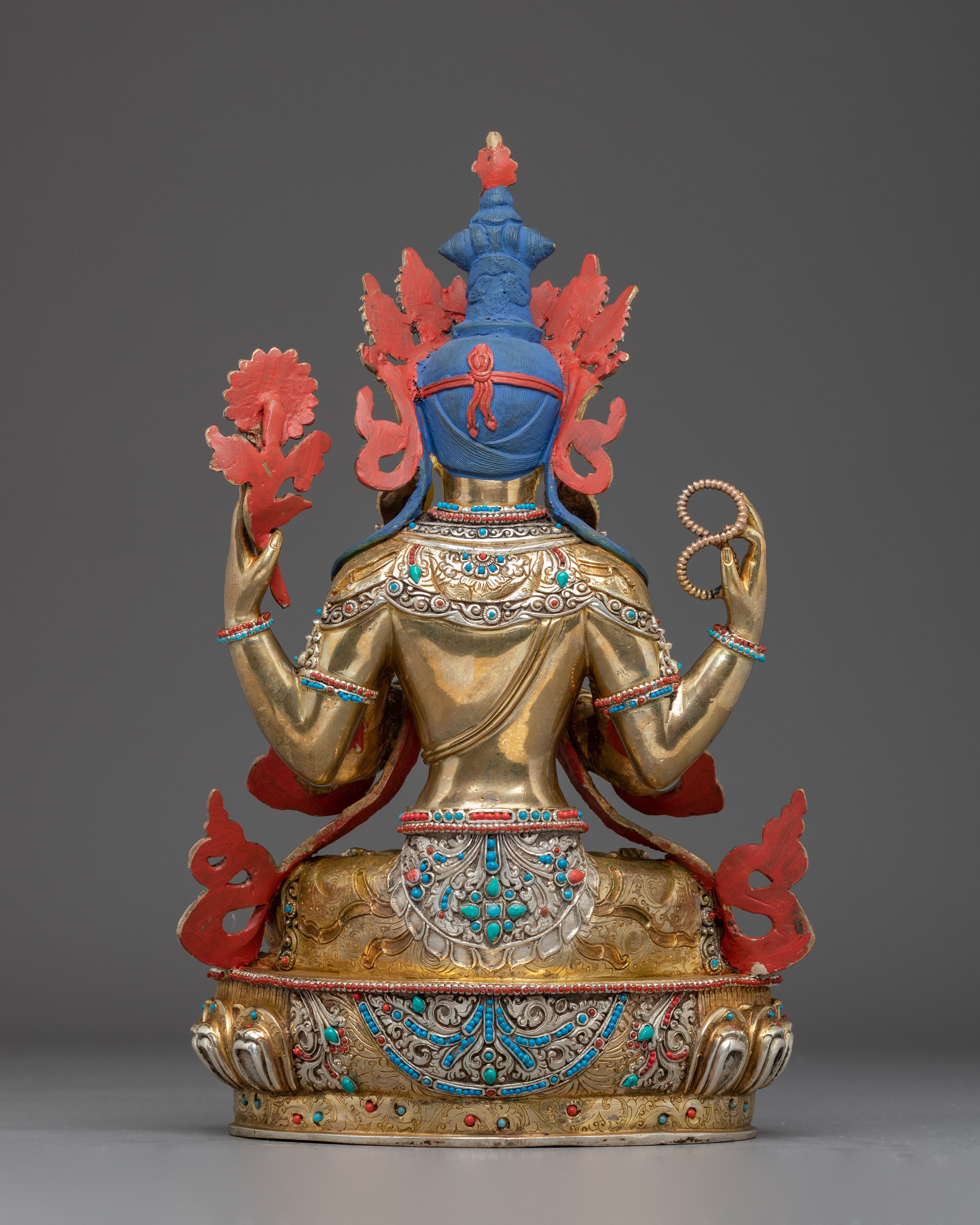 Golden Chenrezig Copper Artwork | Meditation and Spiritual Decor