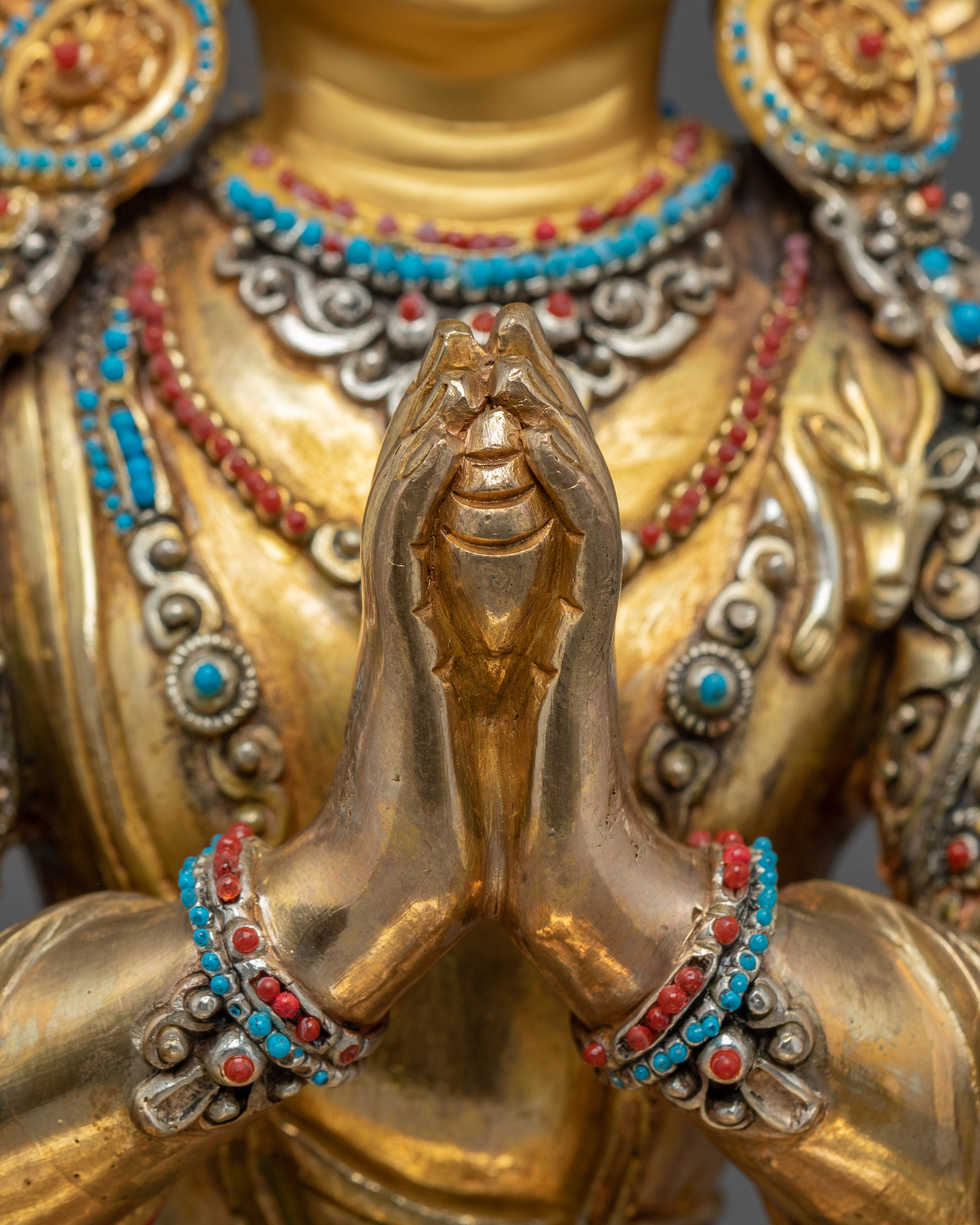 Golden Chenrezig Copper Artwork | Meditation and Spiritual Decor