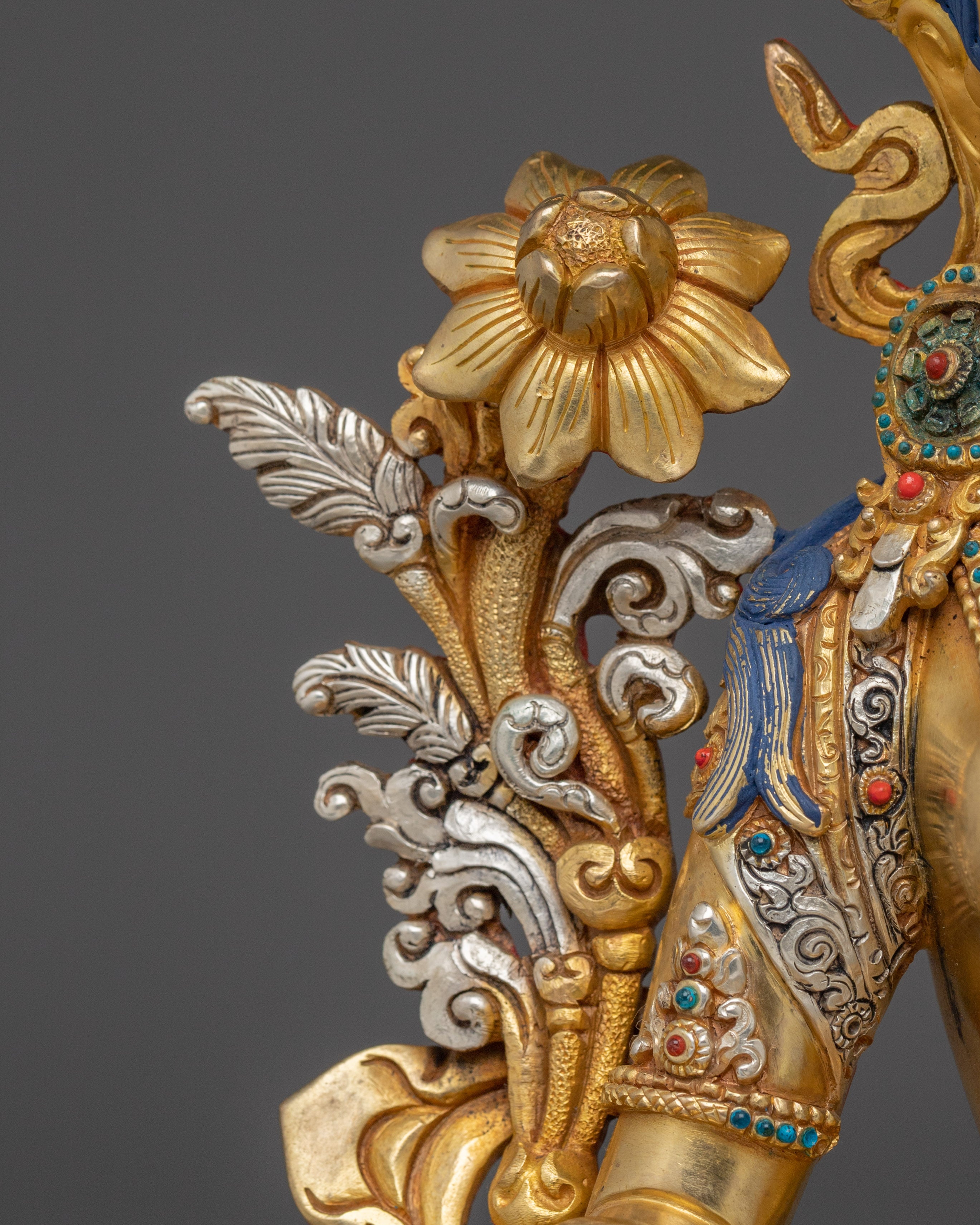 Green Tara Golden Statue : Swift Liberator Goddess