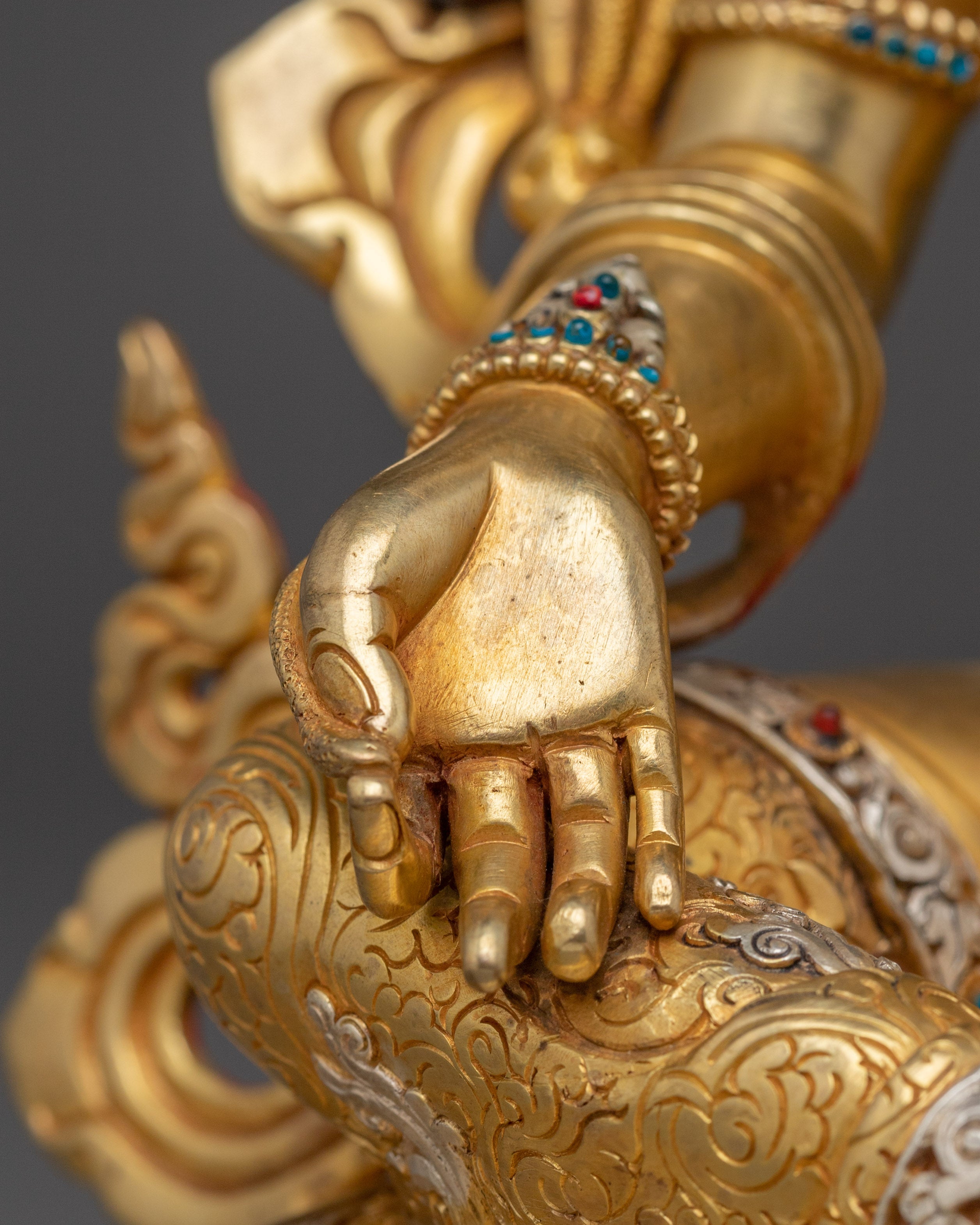 Green Tara Golden Statue : Swift Liberator Goddess