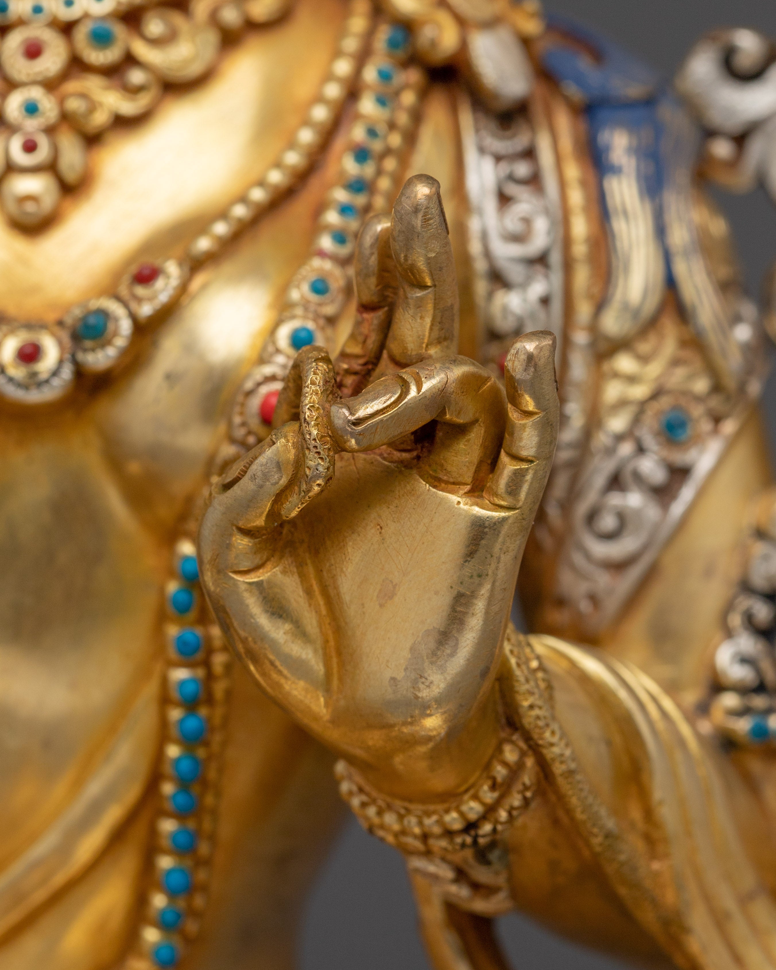 Green Tara Golden Statue : Swift Liberator Goddess