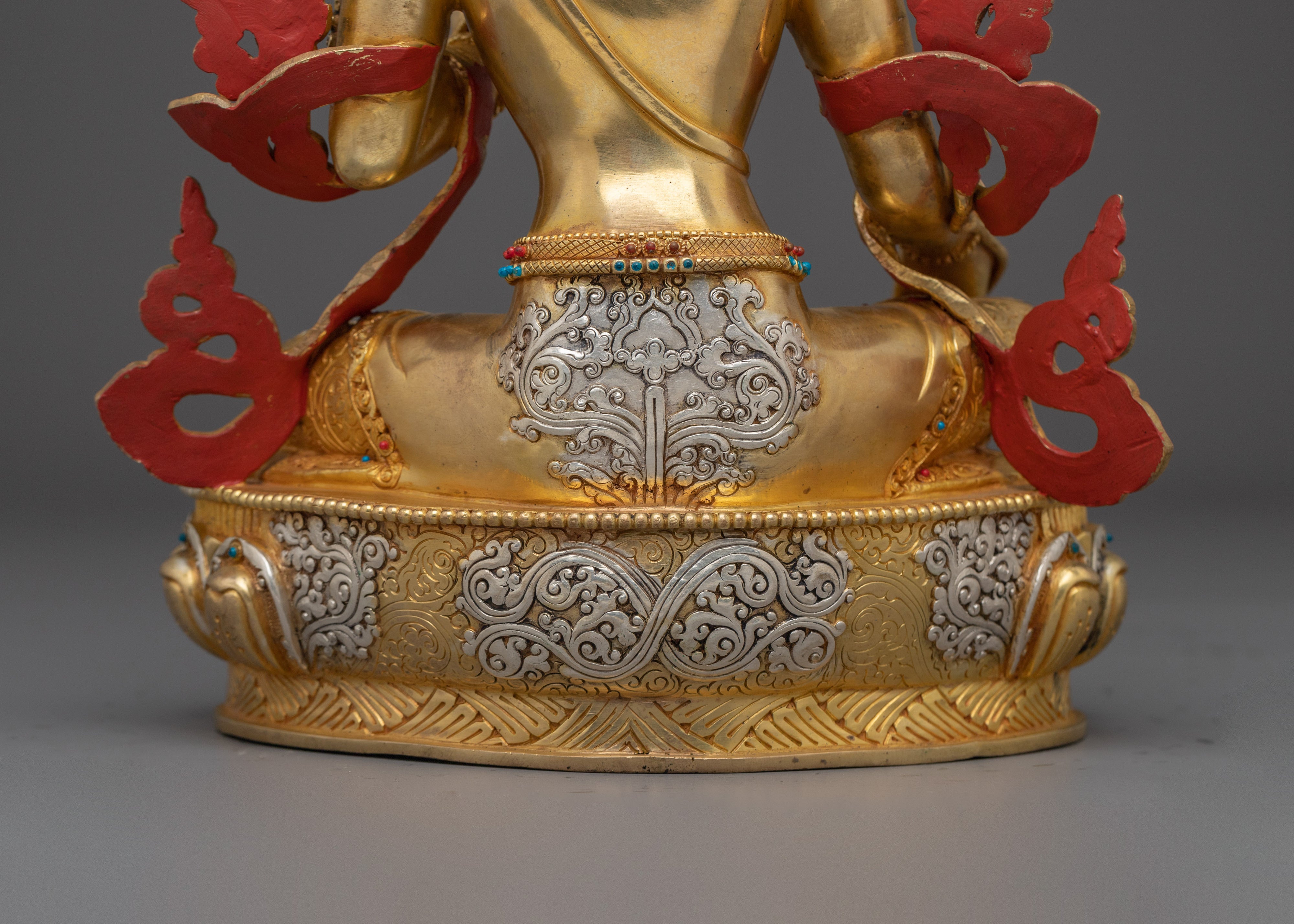 Green Tara Golden Statue : Swift Liberator Goddess