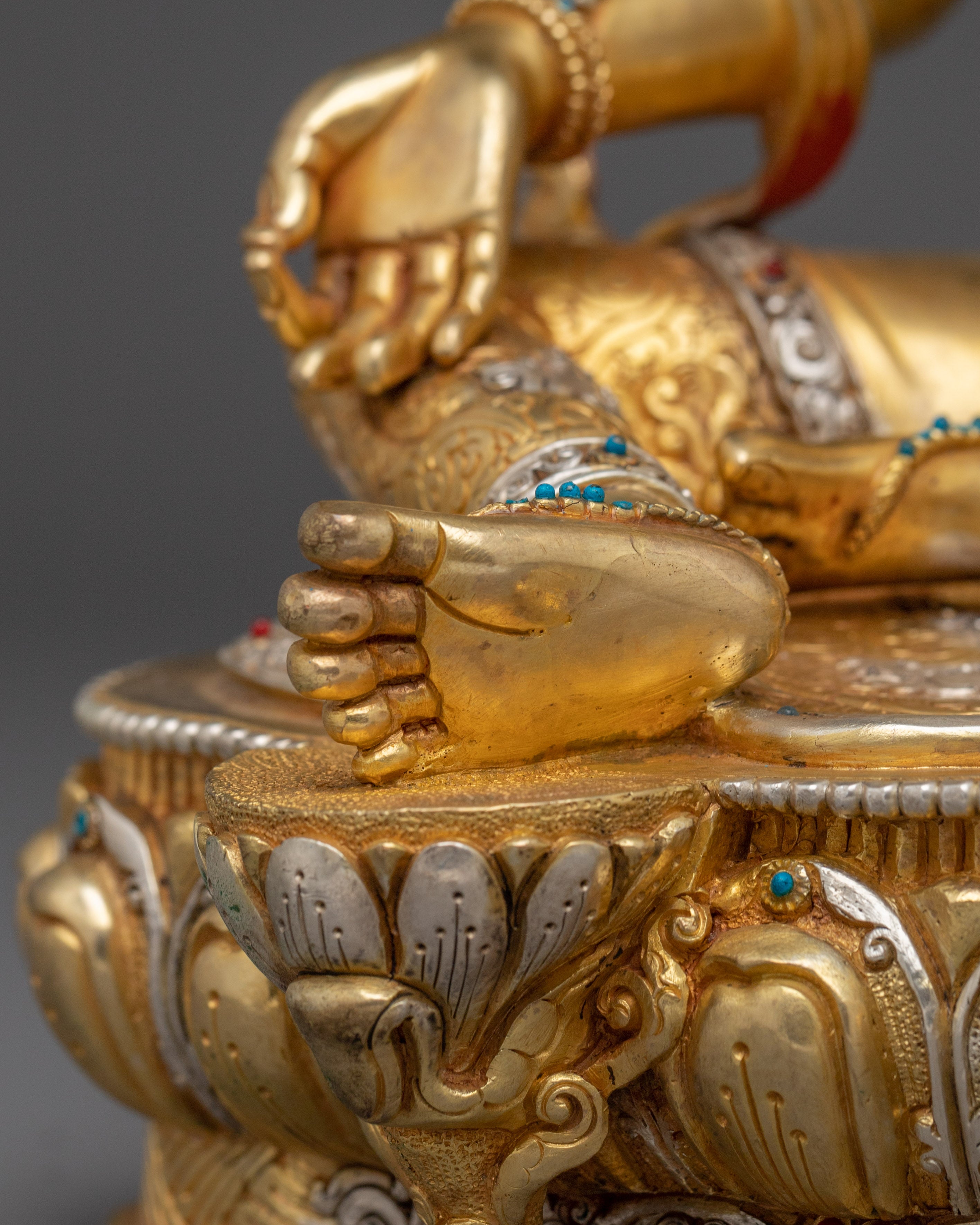 Green Tara Golden Statue : Swift Liberator Goddess