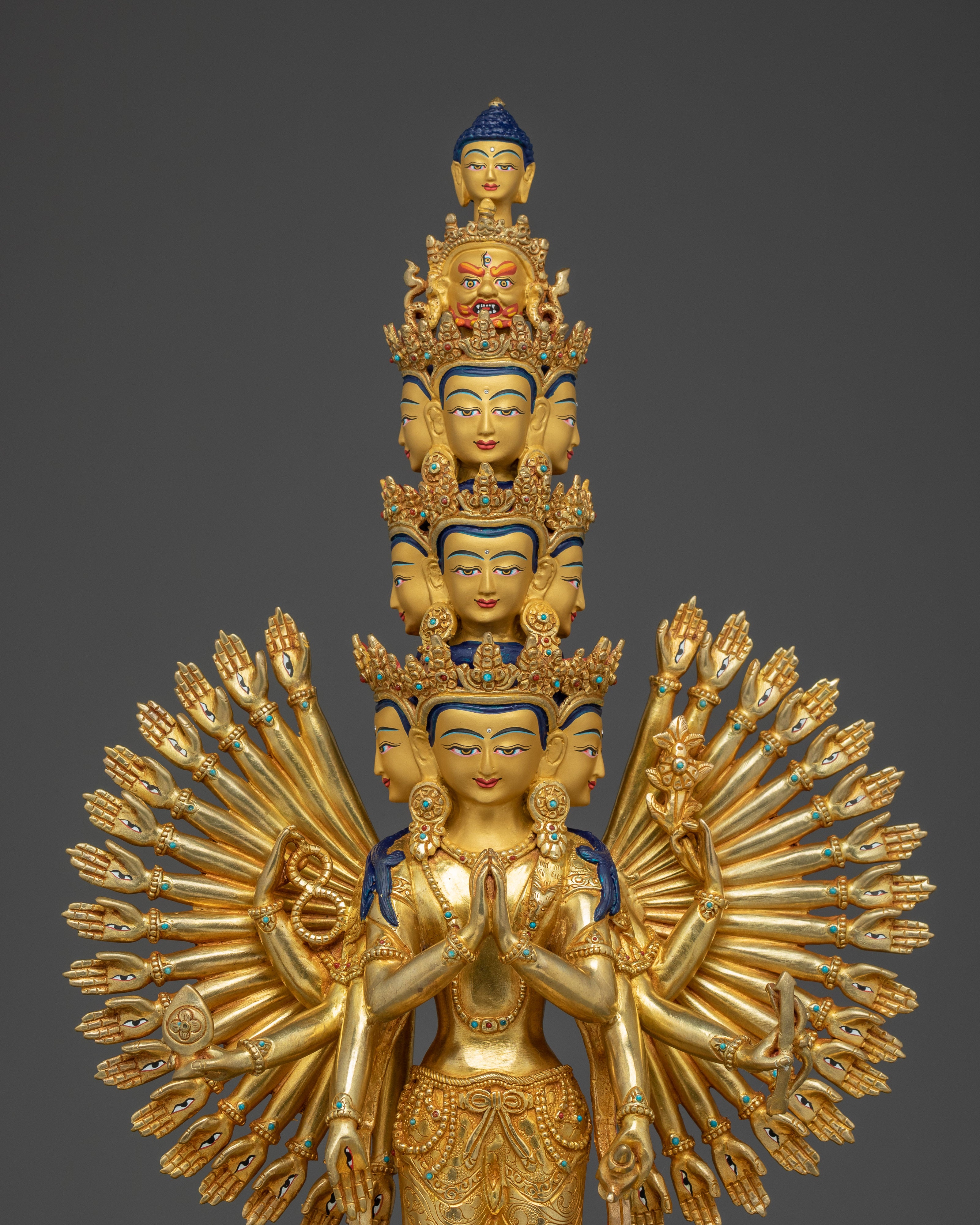 Golden Thousand Armed Chenrezig Statue | Bodhisattva of Compassion