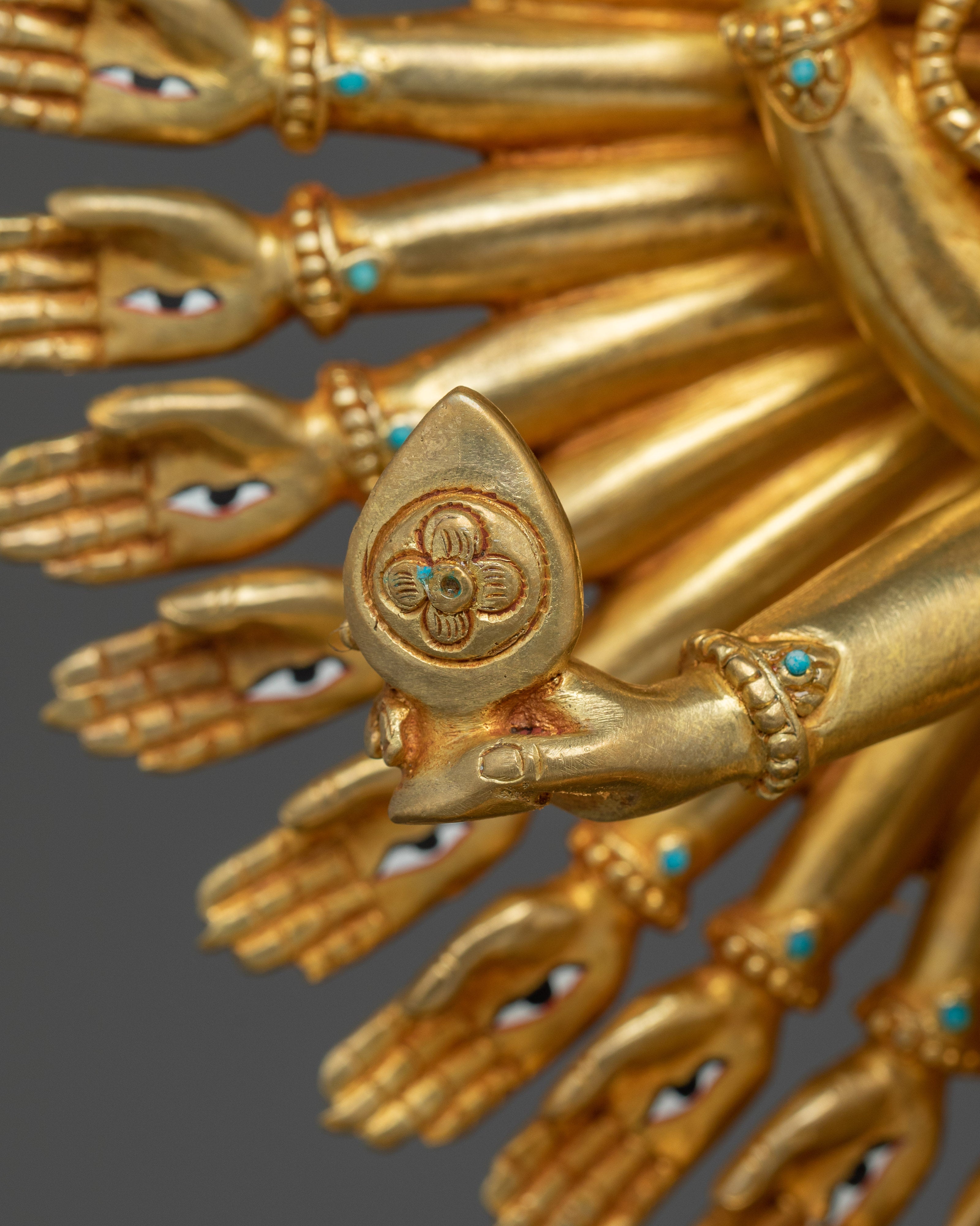 Golden Thousand Armed Chenrezig Statue | Bodhisattva of Compassion