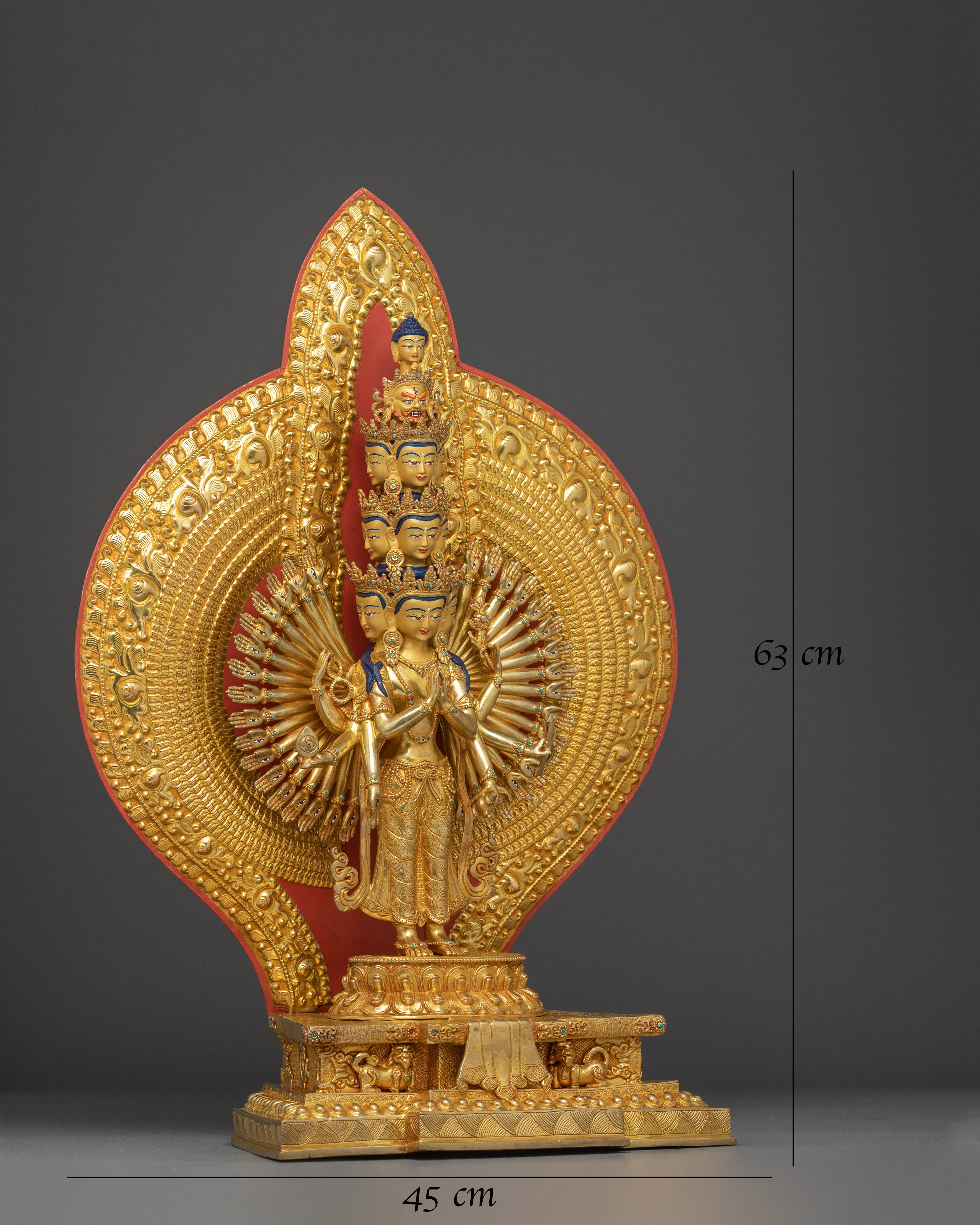 Golden Thousand Armed Chenrezig Statue