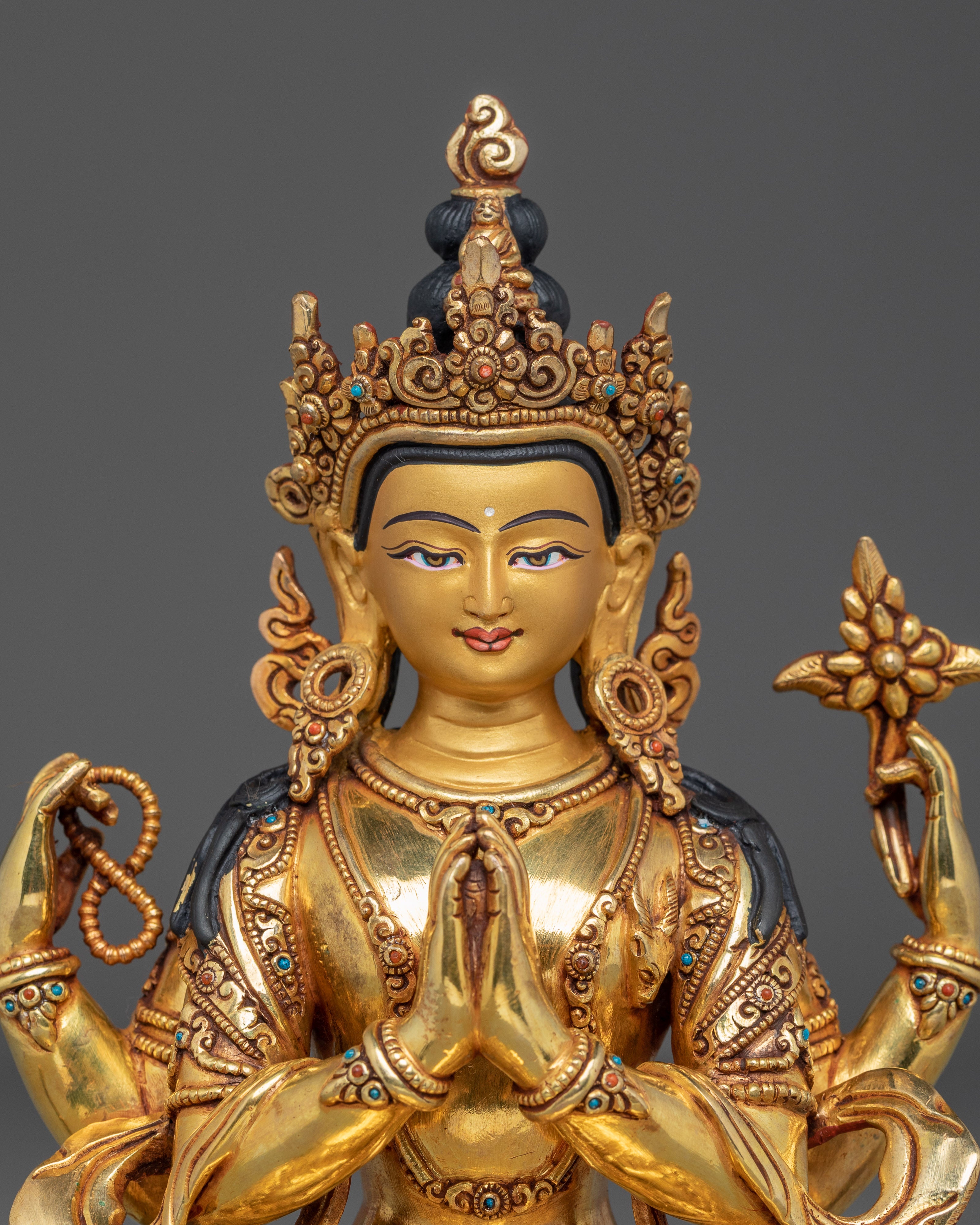 23.5cm Copper Statue of Bodhisattva Chenrezig