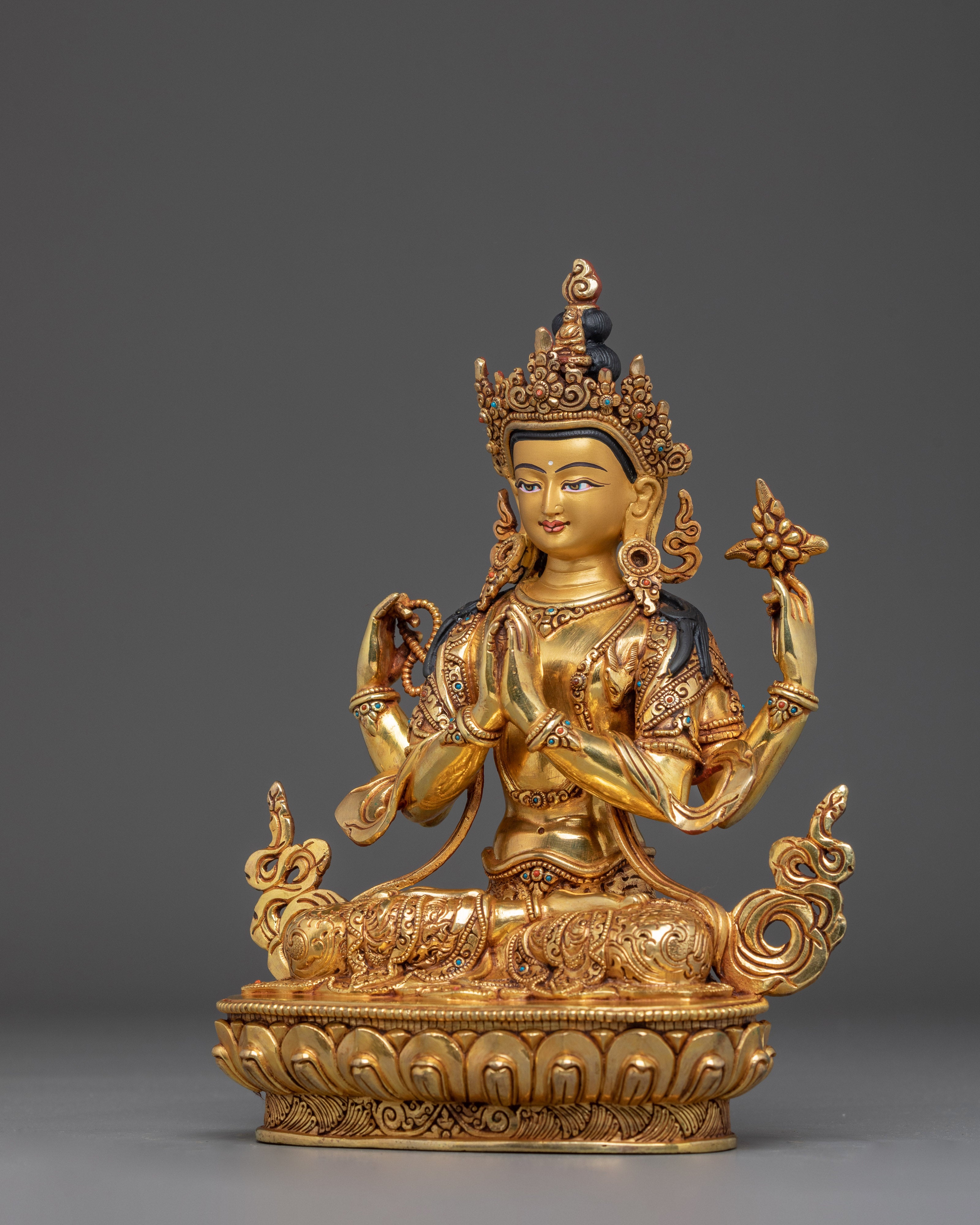 23.5cm Copper Statue of Bodhisattva Chenrezig
