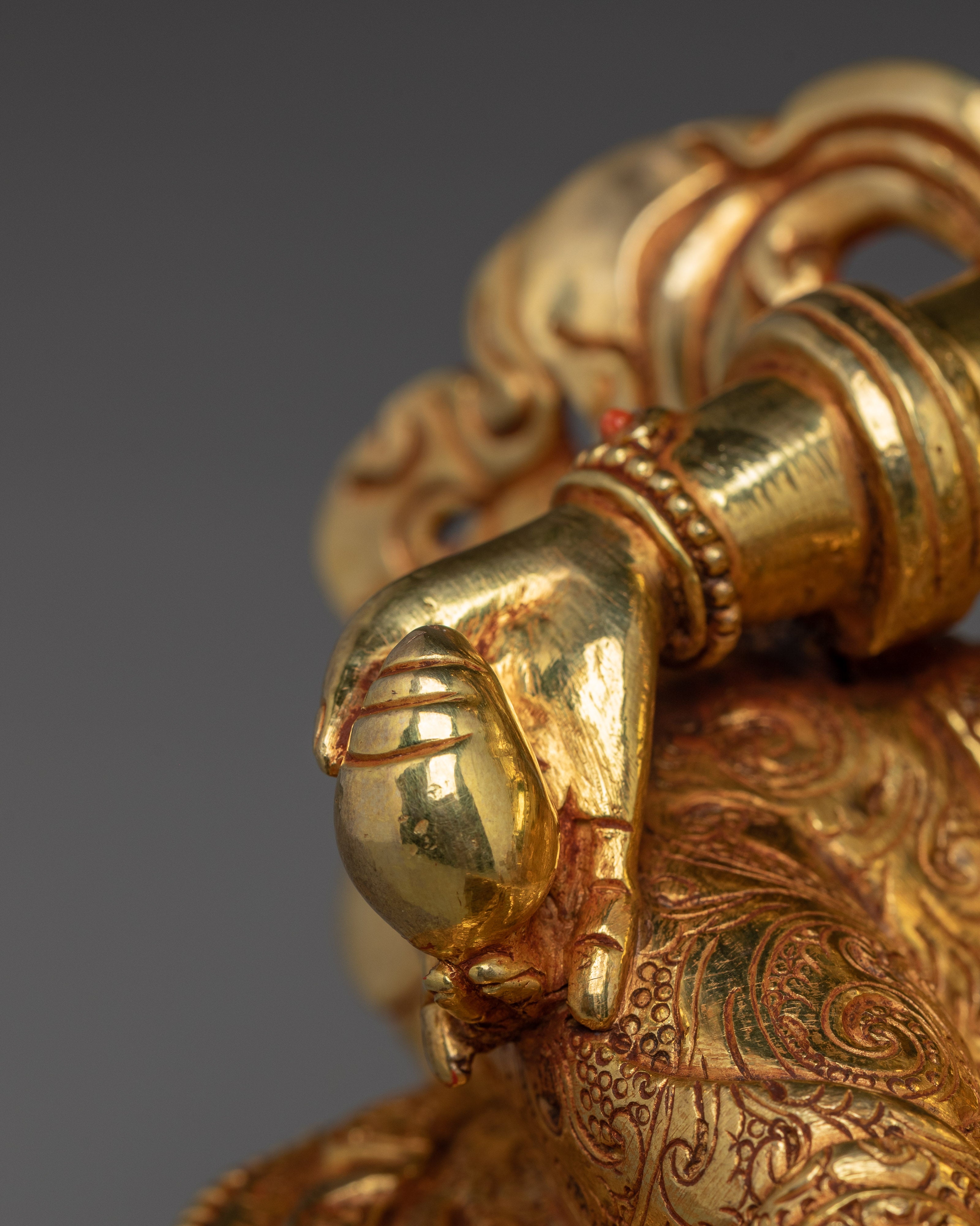 Golden Dzambhala Handmade Statue | Lord of Wealth