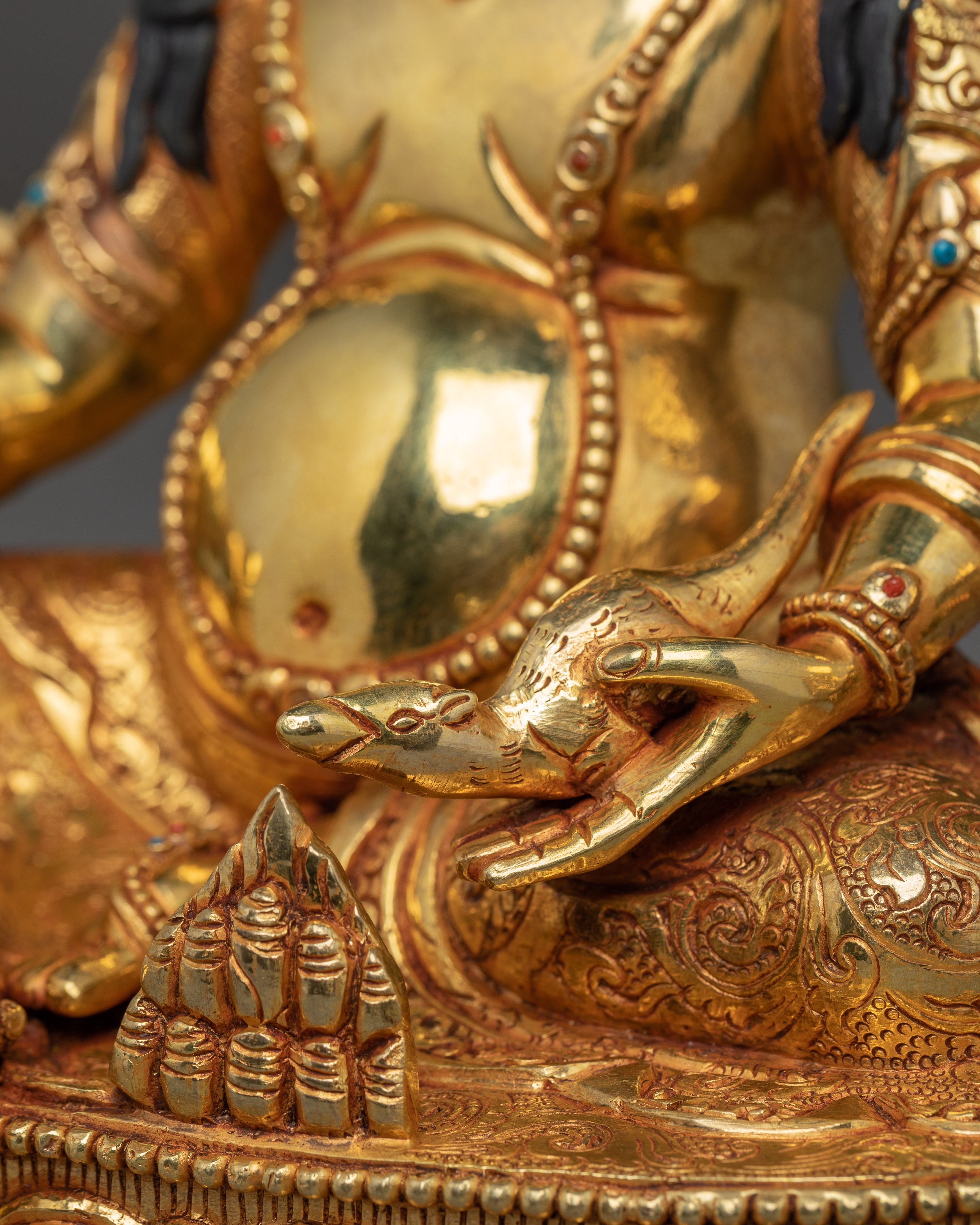 Golden Dzambhala Handmade Statue | Lord of Wealth