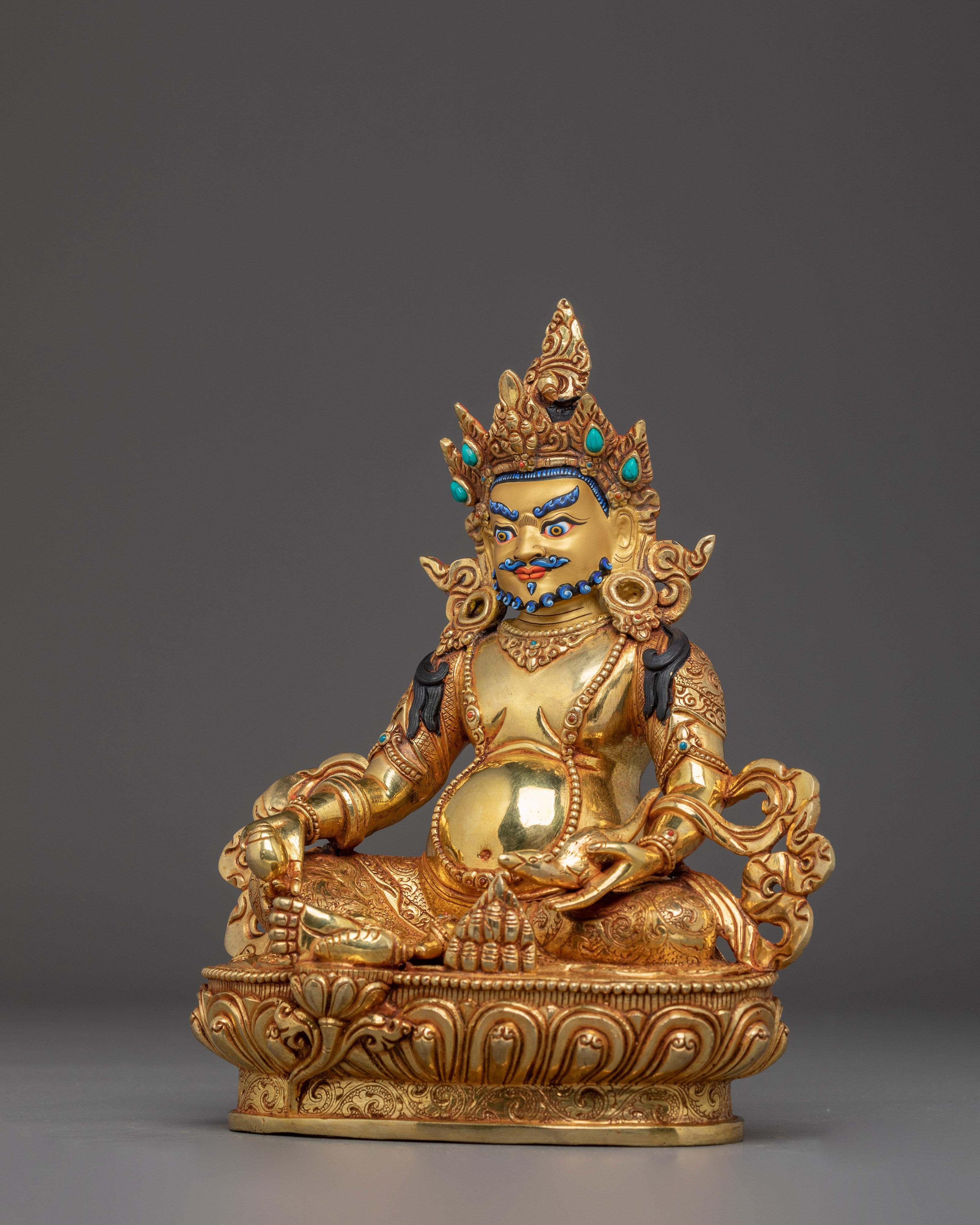 Golden Dzambhala Handmade Statue | Lord of Wealth