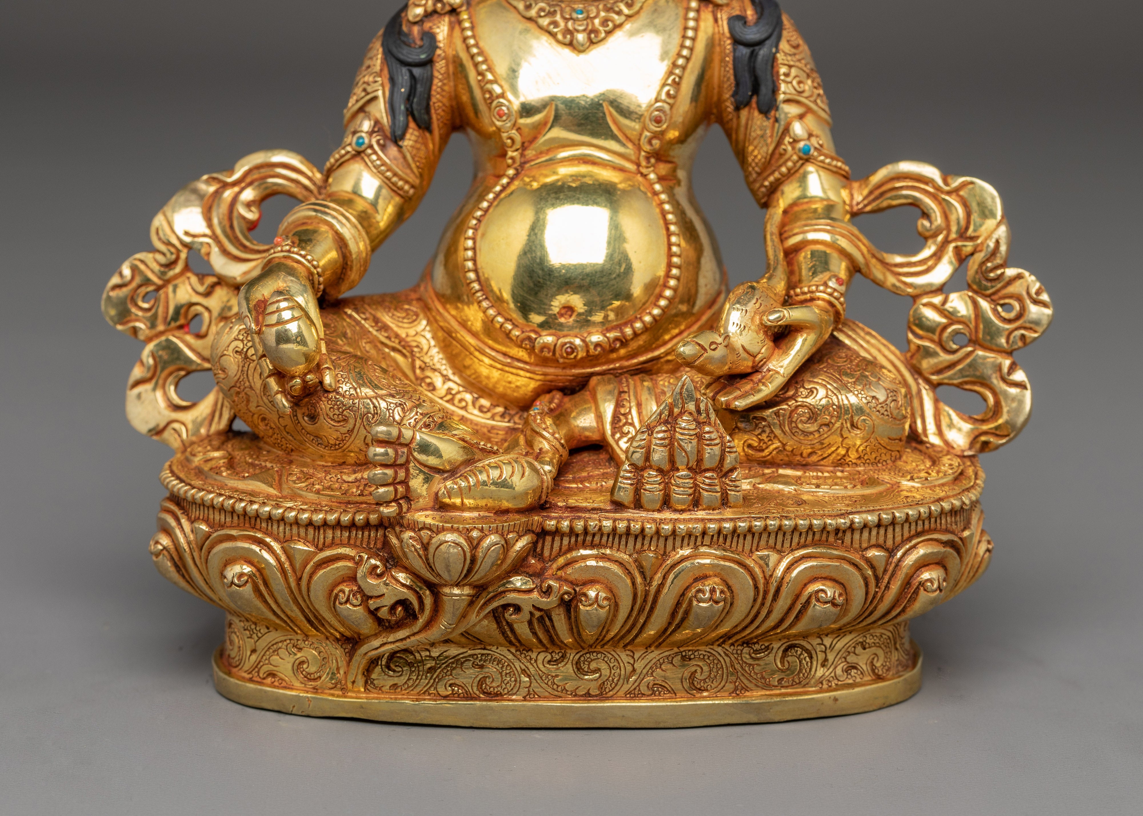 Golden Dzambhala Handmade Statue | Lord of Wealth