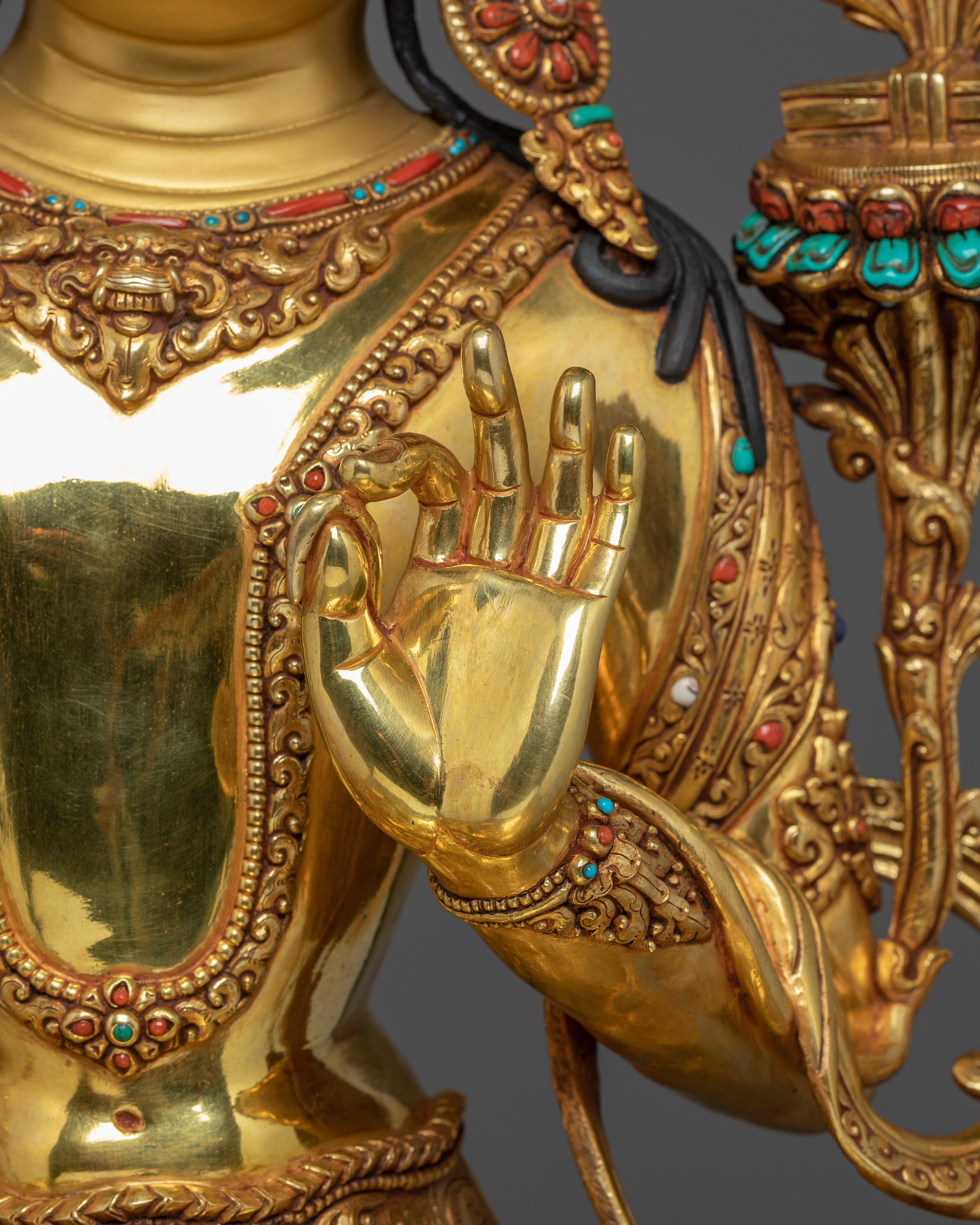 Statue of Bodhisattva Manjushri - 67.5cm Handmade Copper Statue