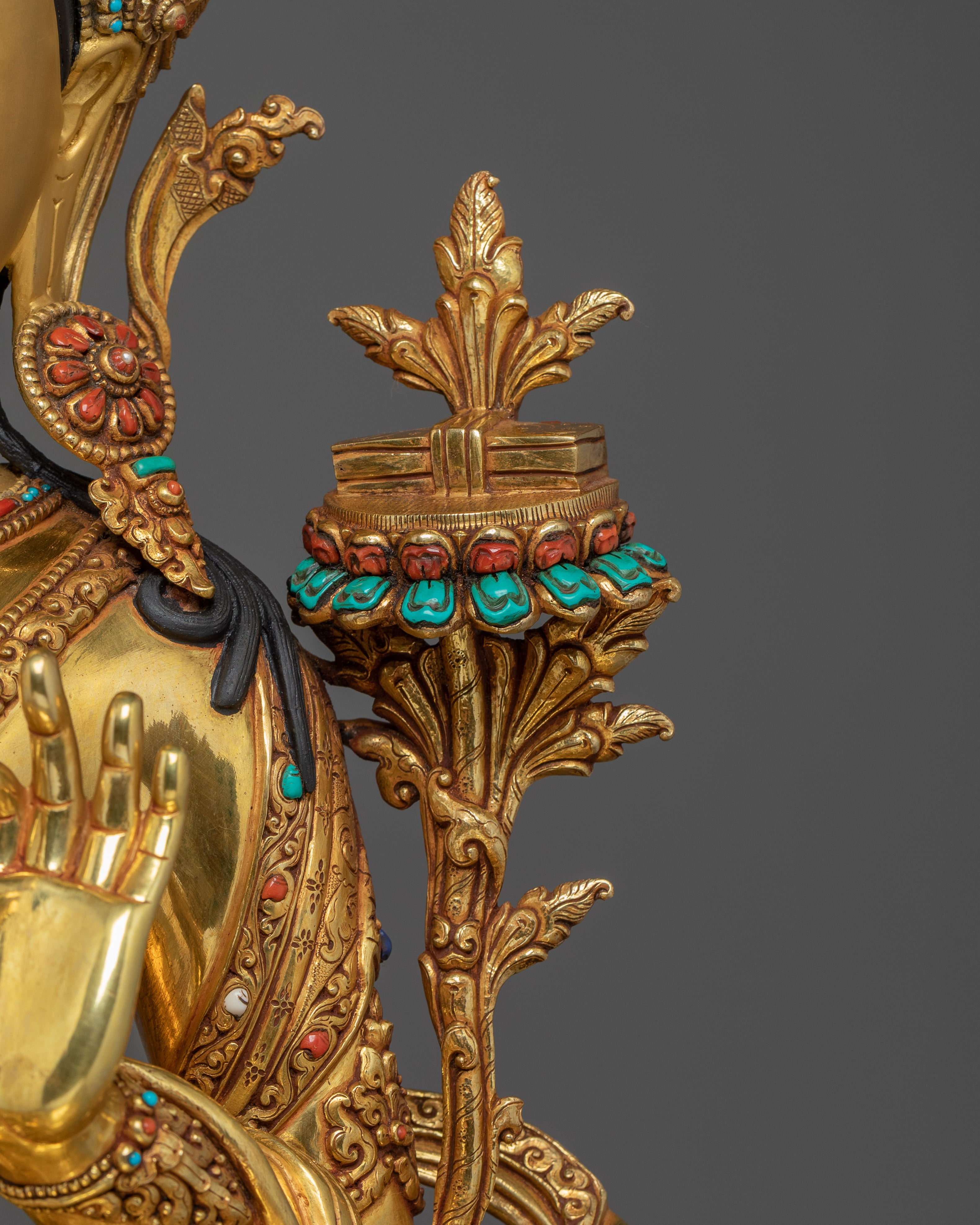 Statue of Bodhisattva Manjushri - 67.5cm Handmade Copper Statue