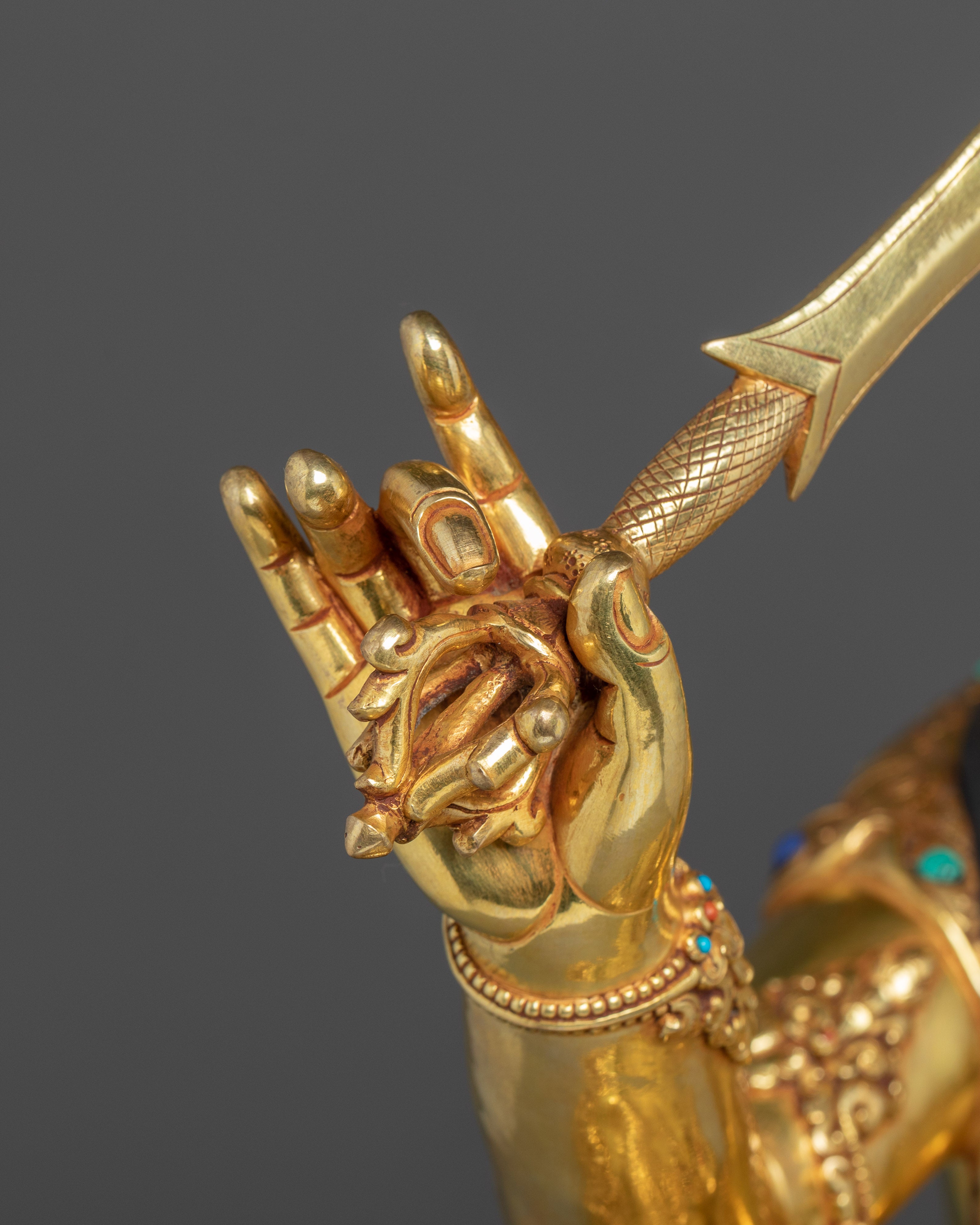 Statue of Bodhisattva Manjushri - 67.5cm Handmade Copper Statue