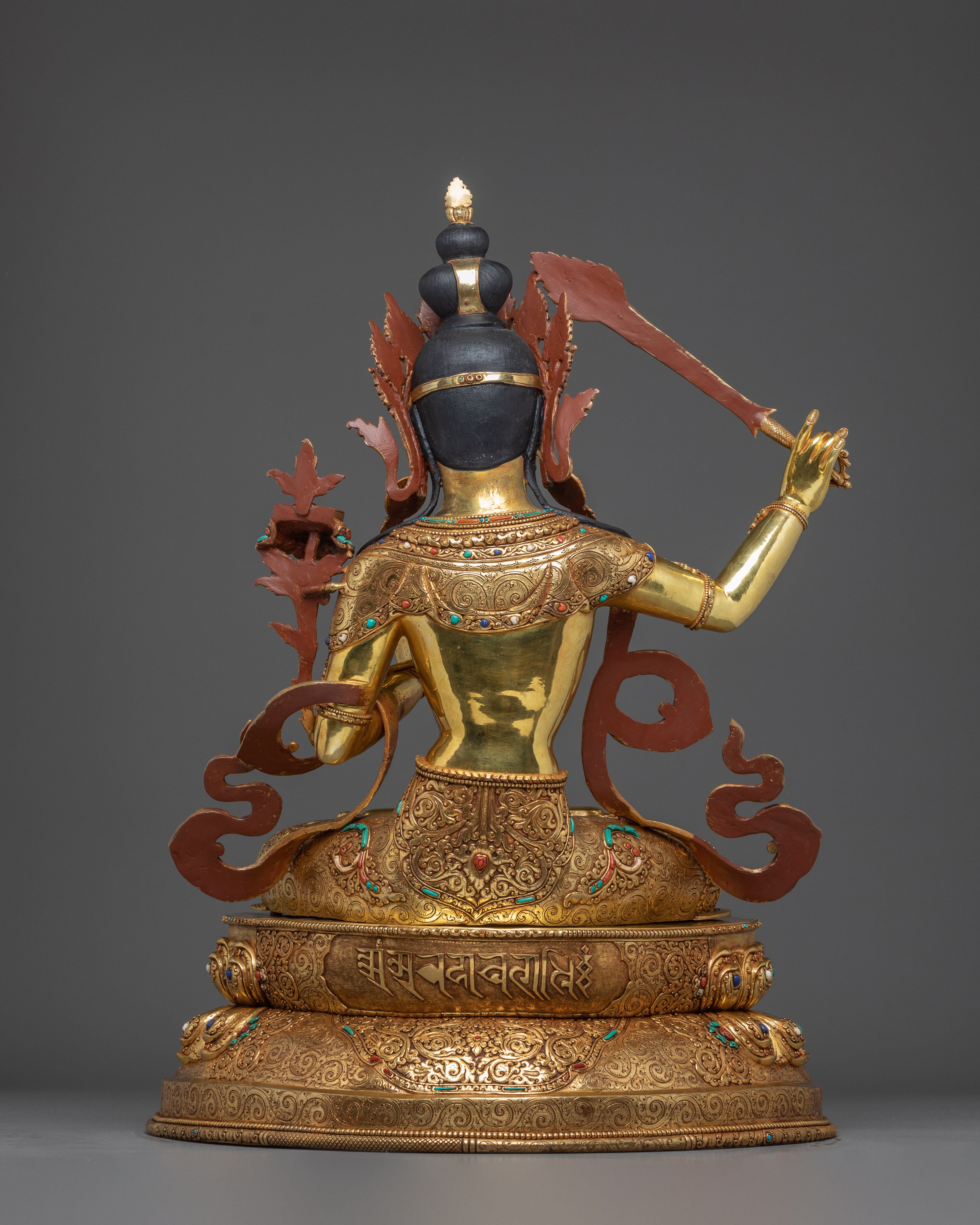 Statue of Bodhisattva Manjushri - 67.5cm Handmade Copper Statue