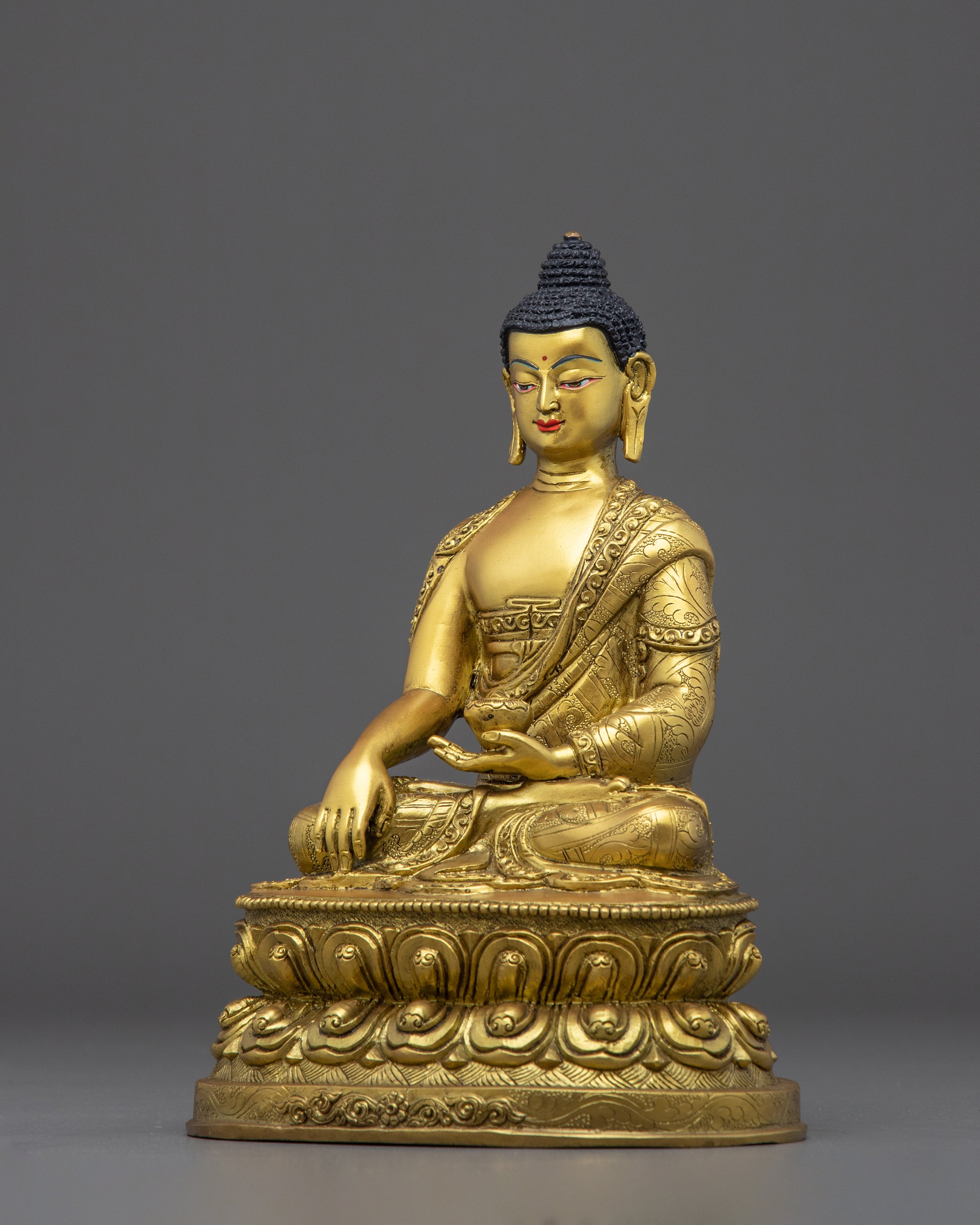 Golden Handmade Shakyamuni Buddha Sculpture | Historical Buddha