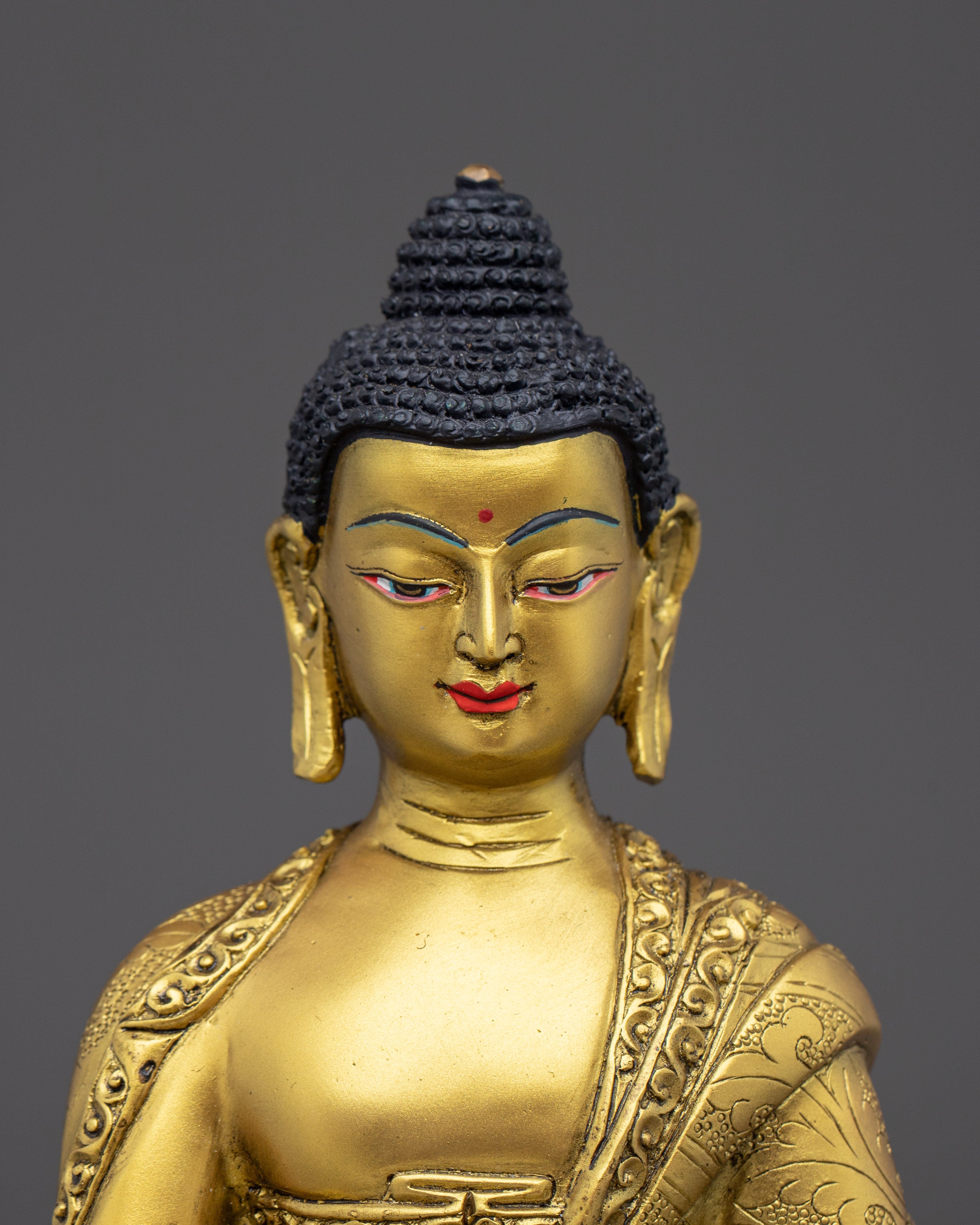 Golden Handmade Shakyamuni Buddha Sculpture | Historical Buddha
