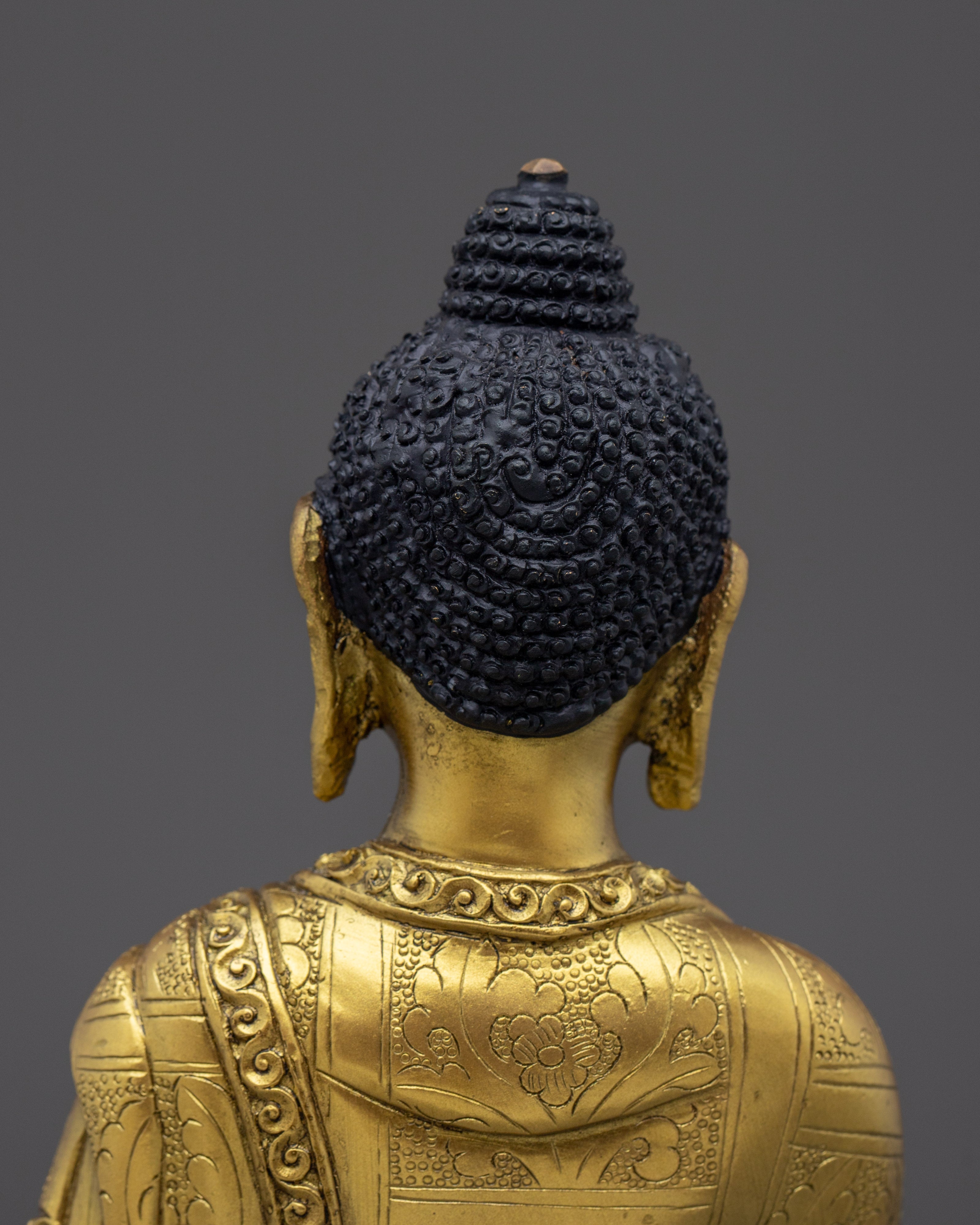 Golden Handmade Shakyamuni Buddha Sculpture | Historical Buddha