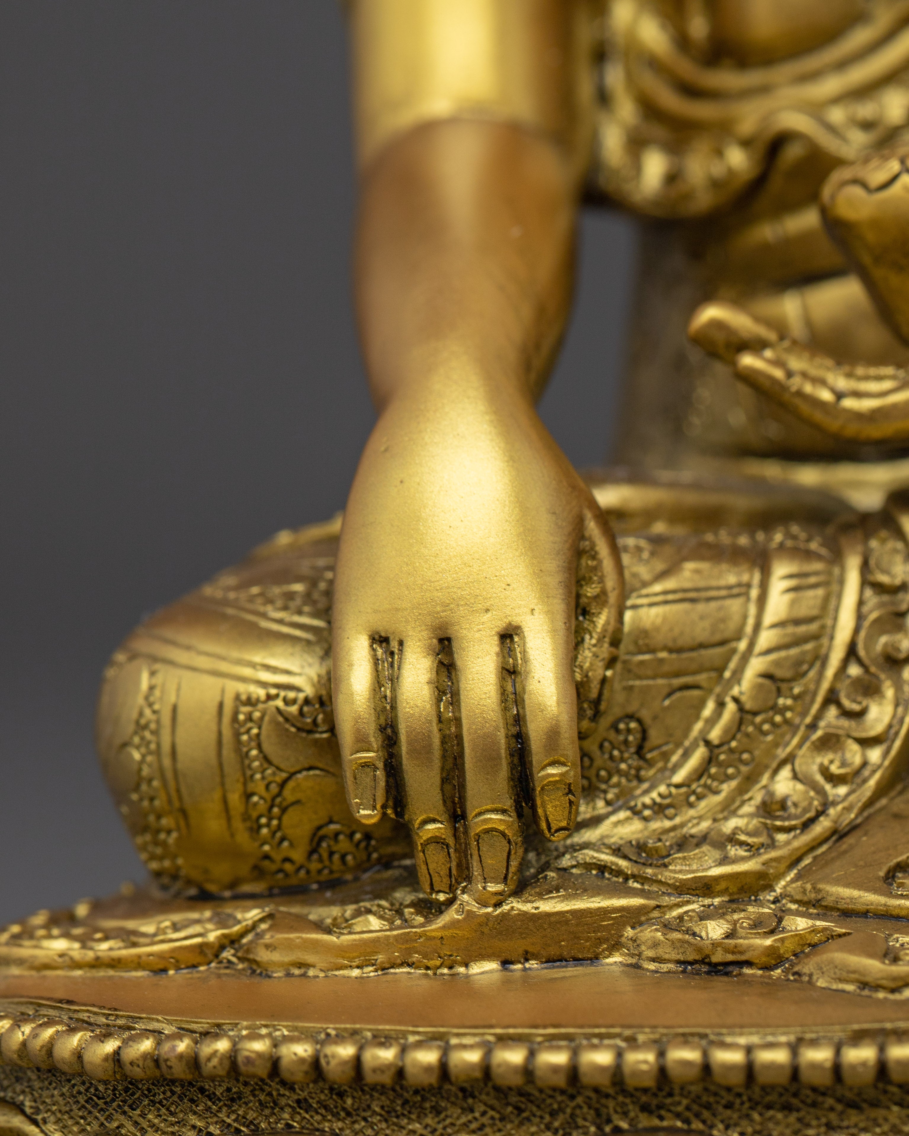 Golden Handmade Shakyamuni Buddha Sculpture | Historical Buddha
