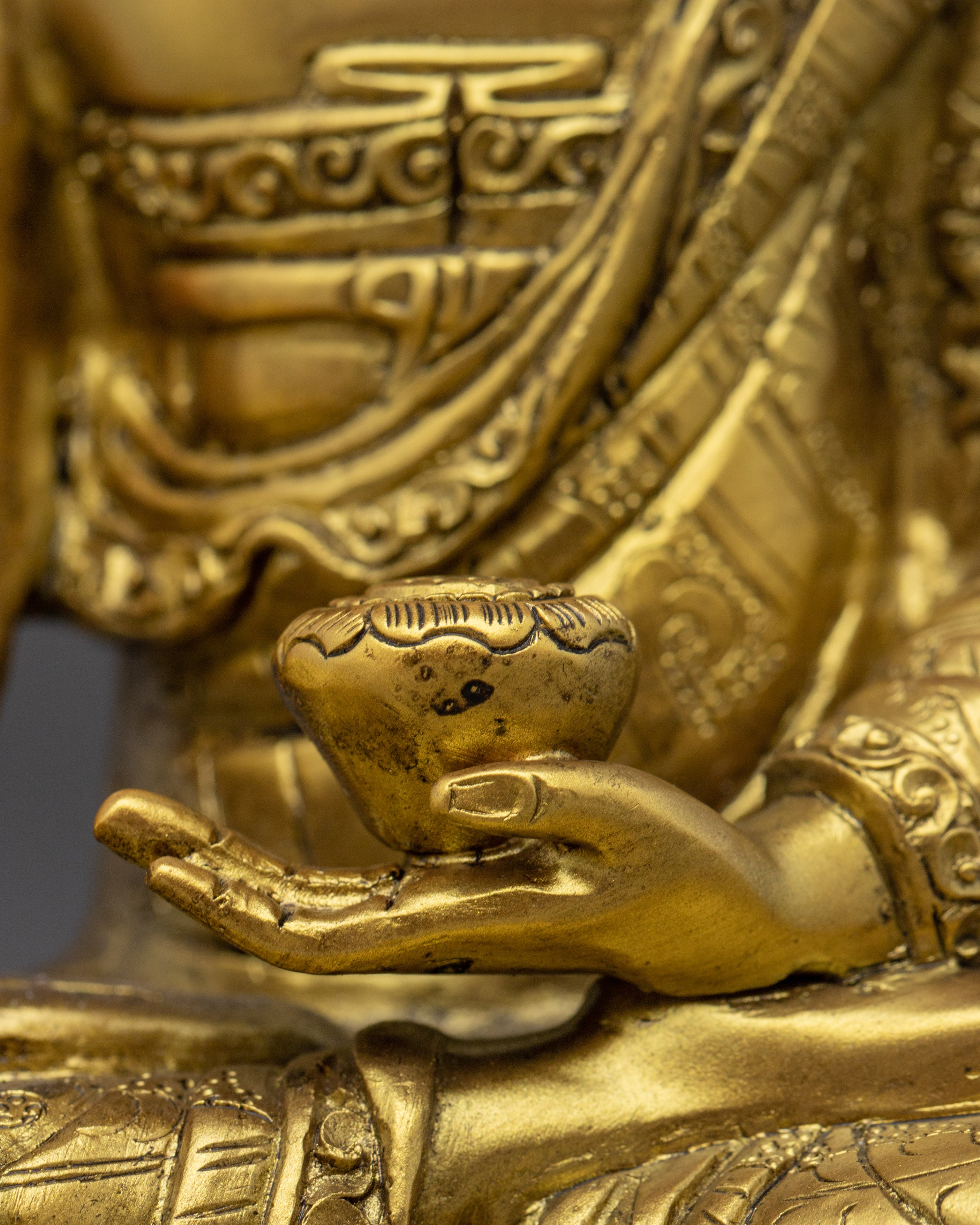 Golden Handmade Shakyamuni Buddha Sculpture | Historical Buddha