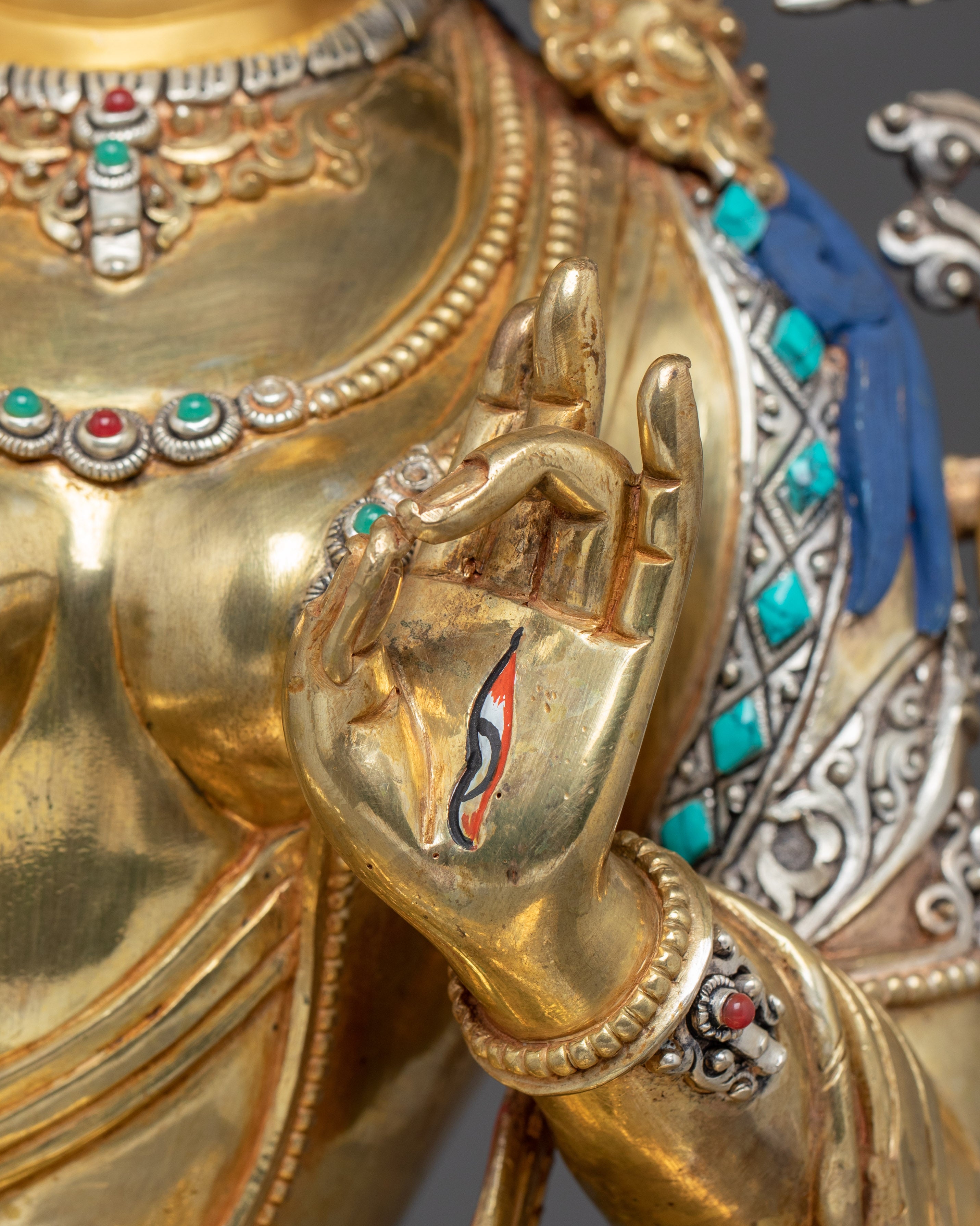Handmade Golden Statue of Sita Tara | White Tara - Tibetan Healing Deity