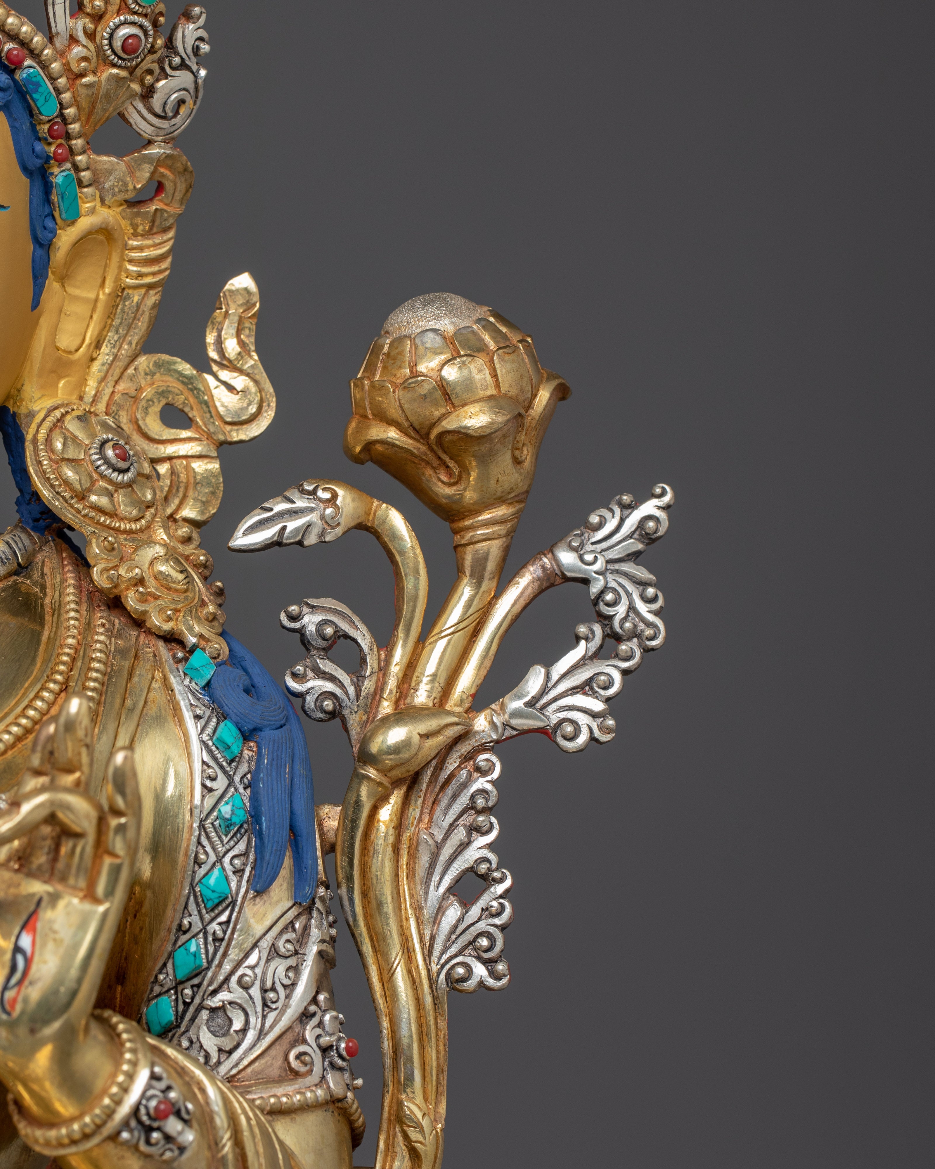 Handmade Golden Statue of Sita Tara | White Tara - Tibetan Healing Deity