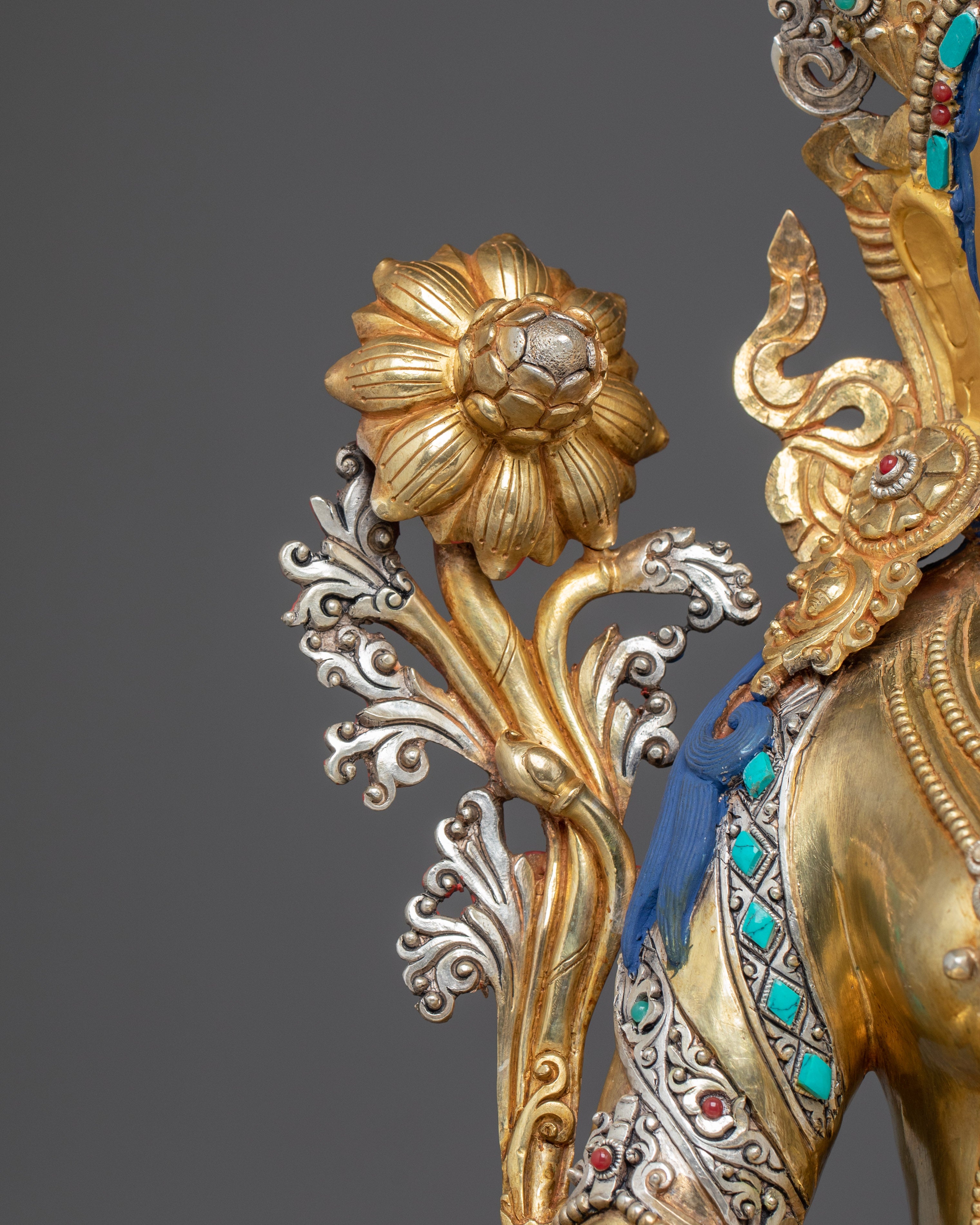Handmade Golden Statue of Sita Tara | White Tara - Tibetan Healing Deity