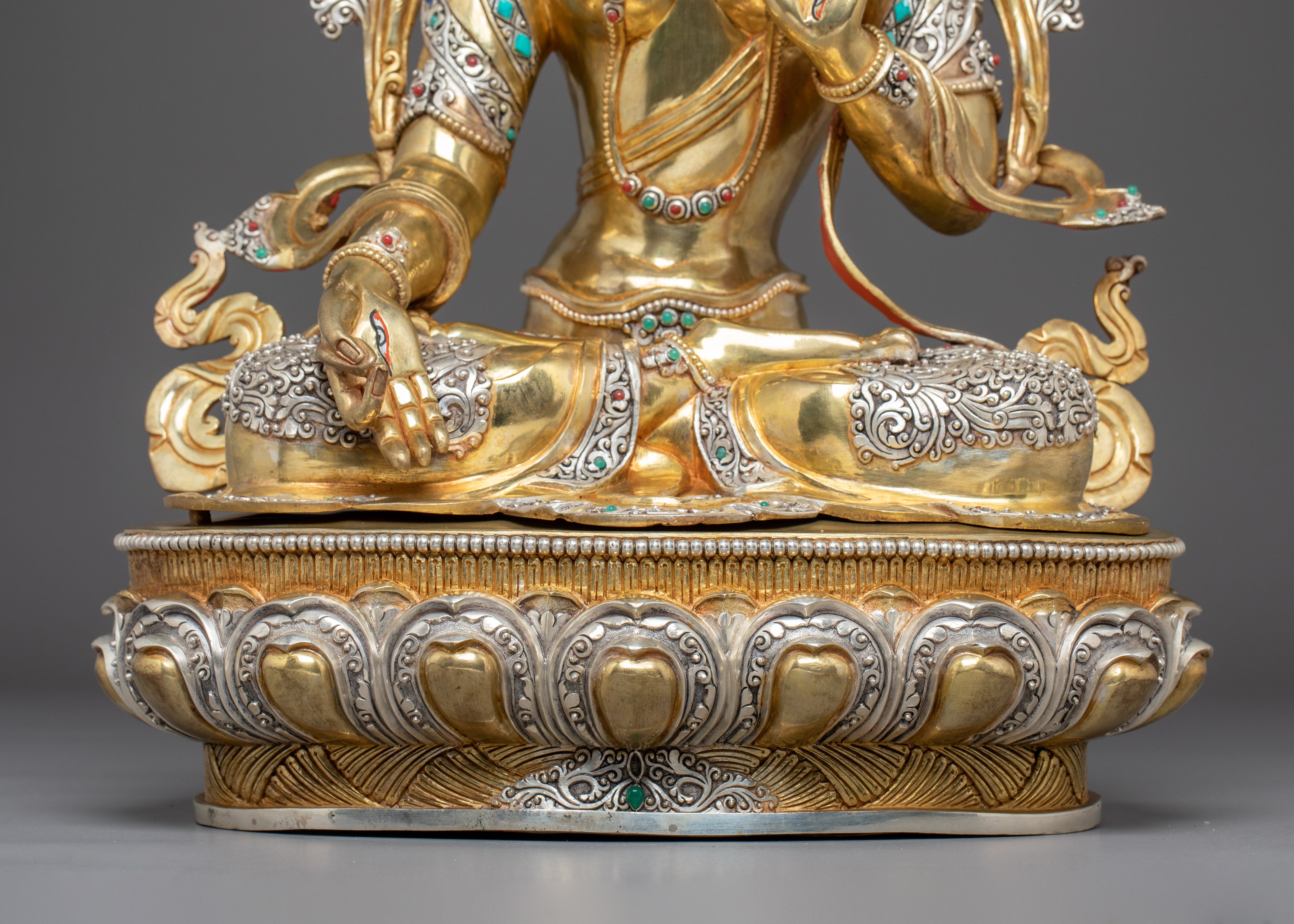 Handmade Golden Statue of Sita Tara | White Tara - Tibetan Healing Deity