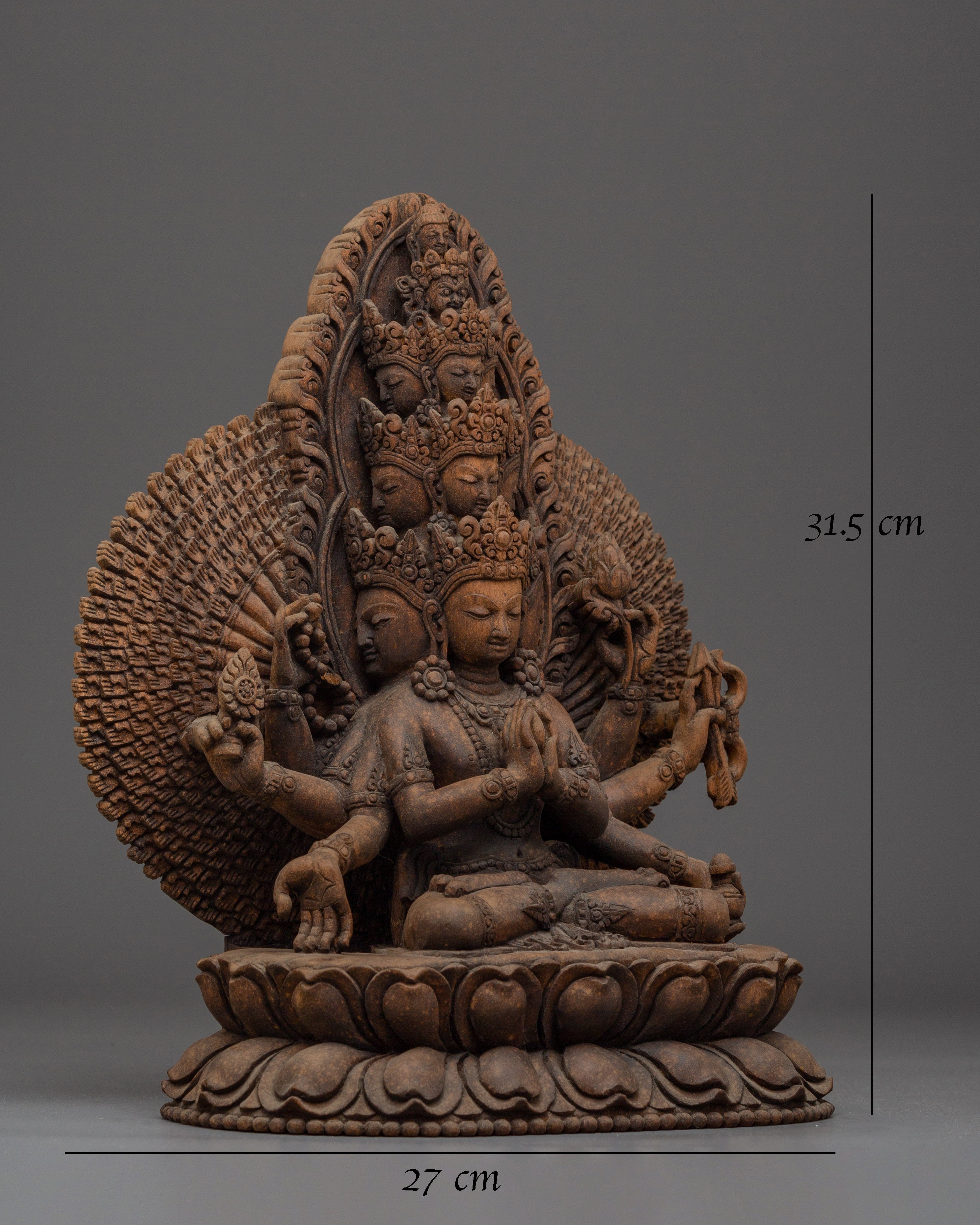 Handmade Seated 1000 Armed Chenrezig Statue | Himalayan Treasure of Nepal