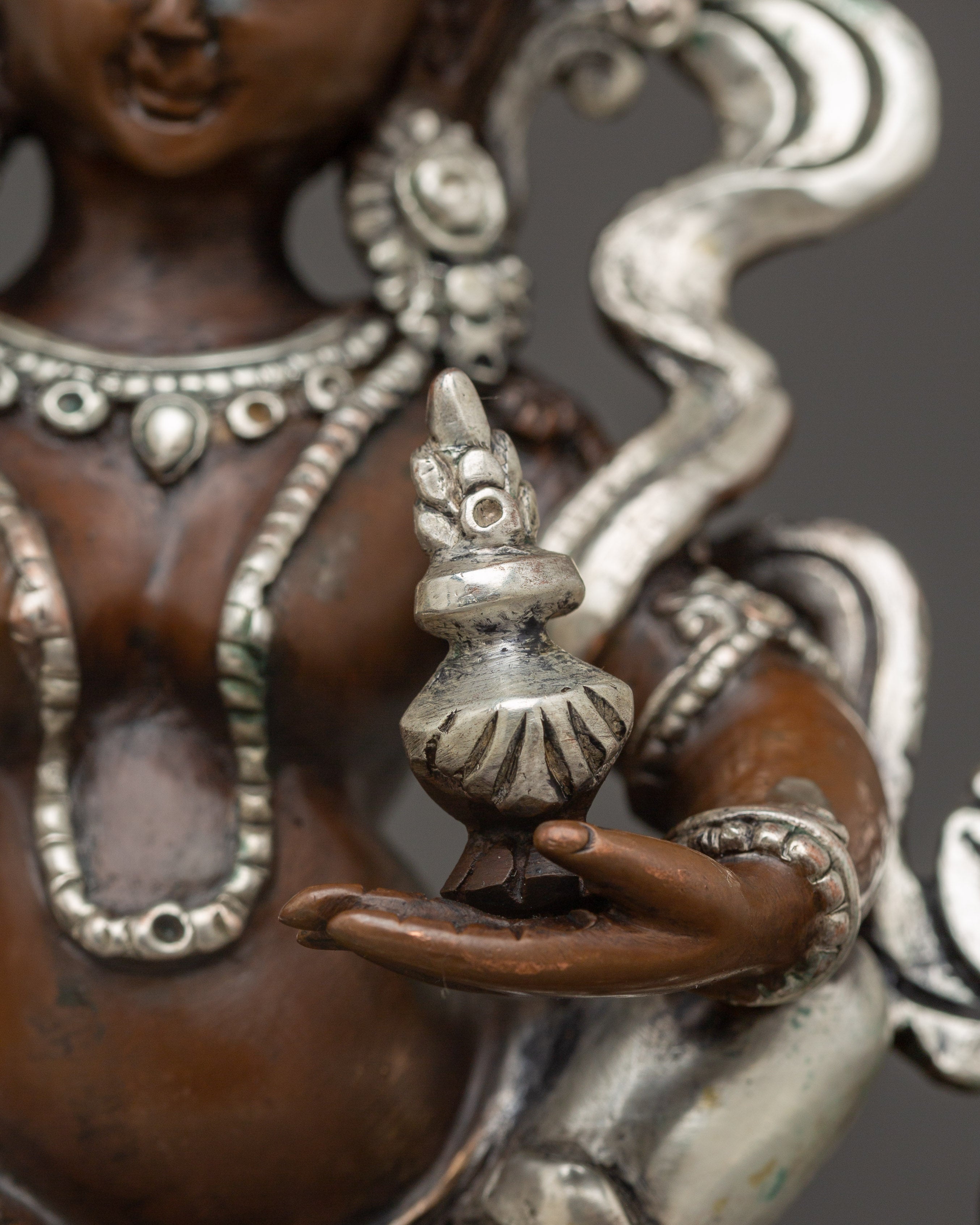 Oxidized Copper Tsheringma Statue | Buddhist Spiritual Protector