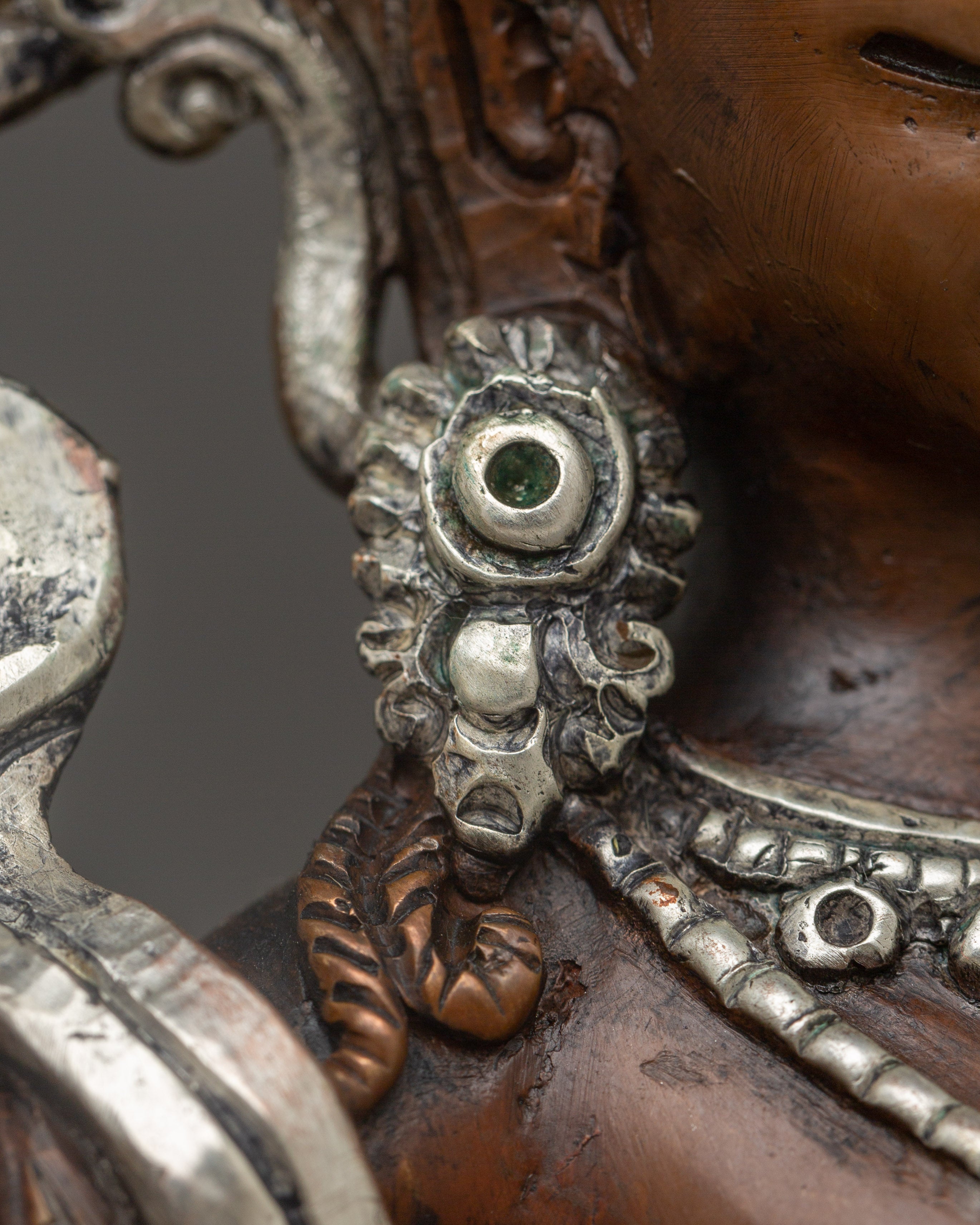 Oxidized Copper Tsheringma Statue | Buddhist Spiritual Protector