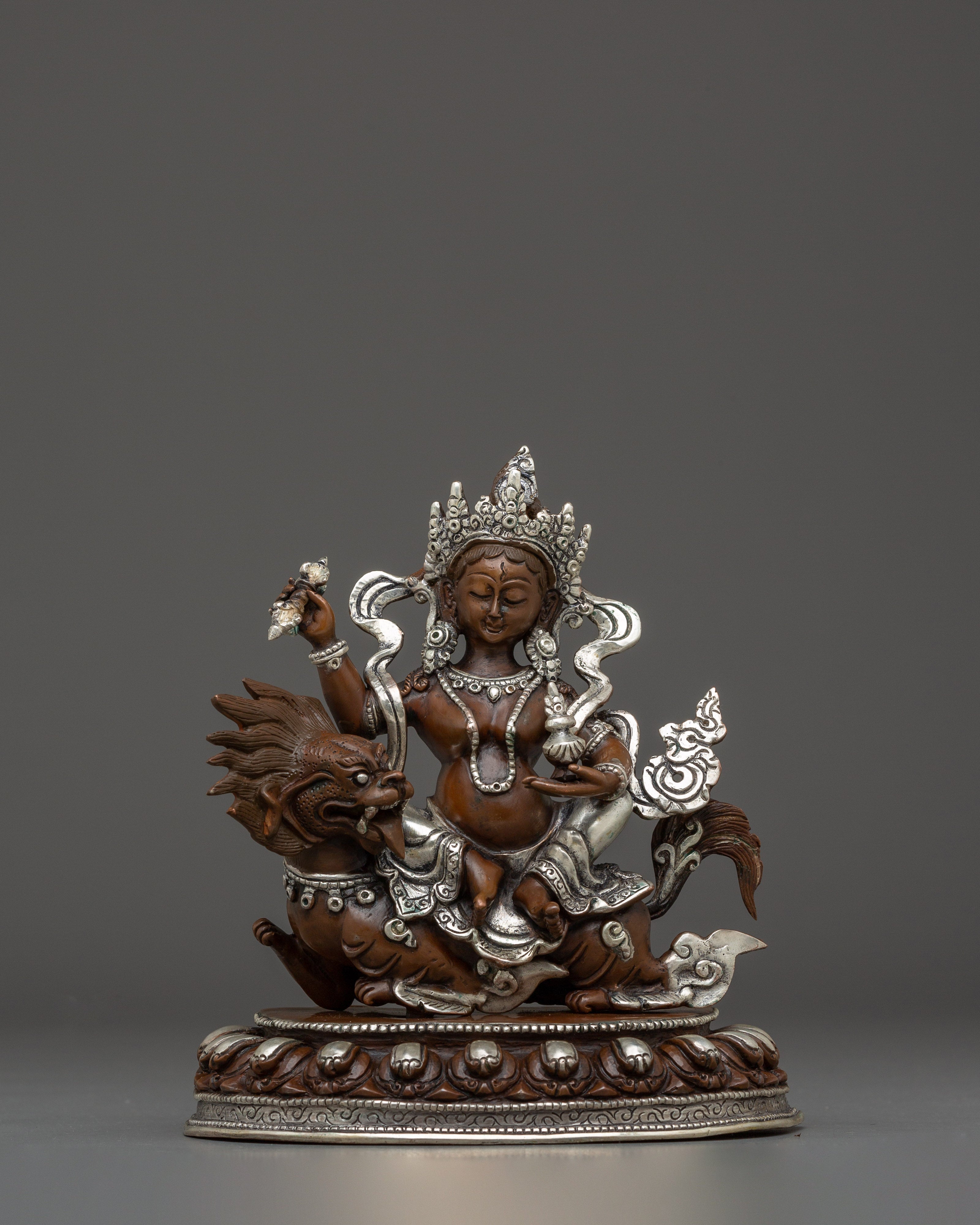 Oxidized Copper Tsheringma Statue | Buddhist Spiritual Protector